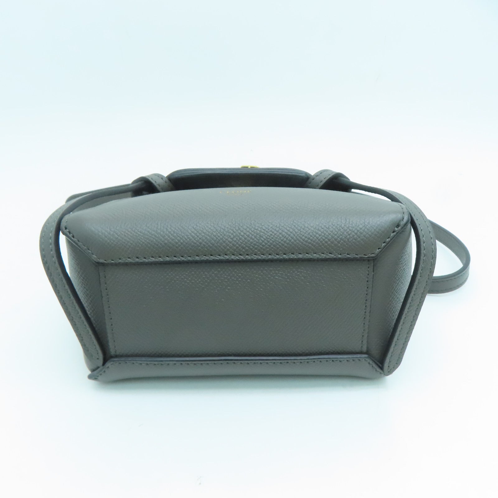 CELINE 牛皮皮革Pico Belt Bag金扣手挽肩背两用袋灰色