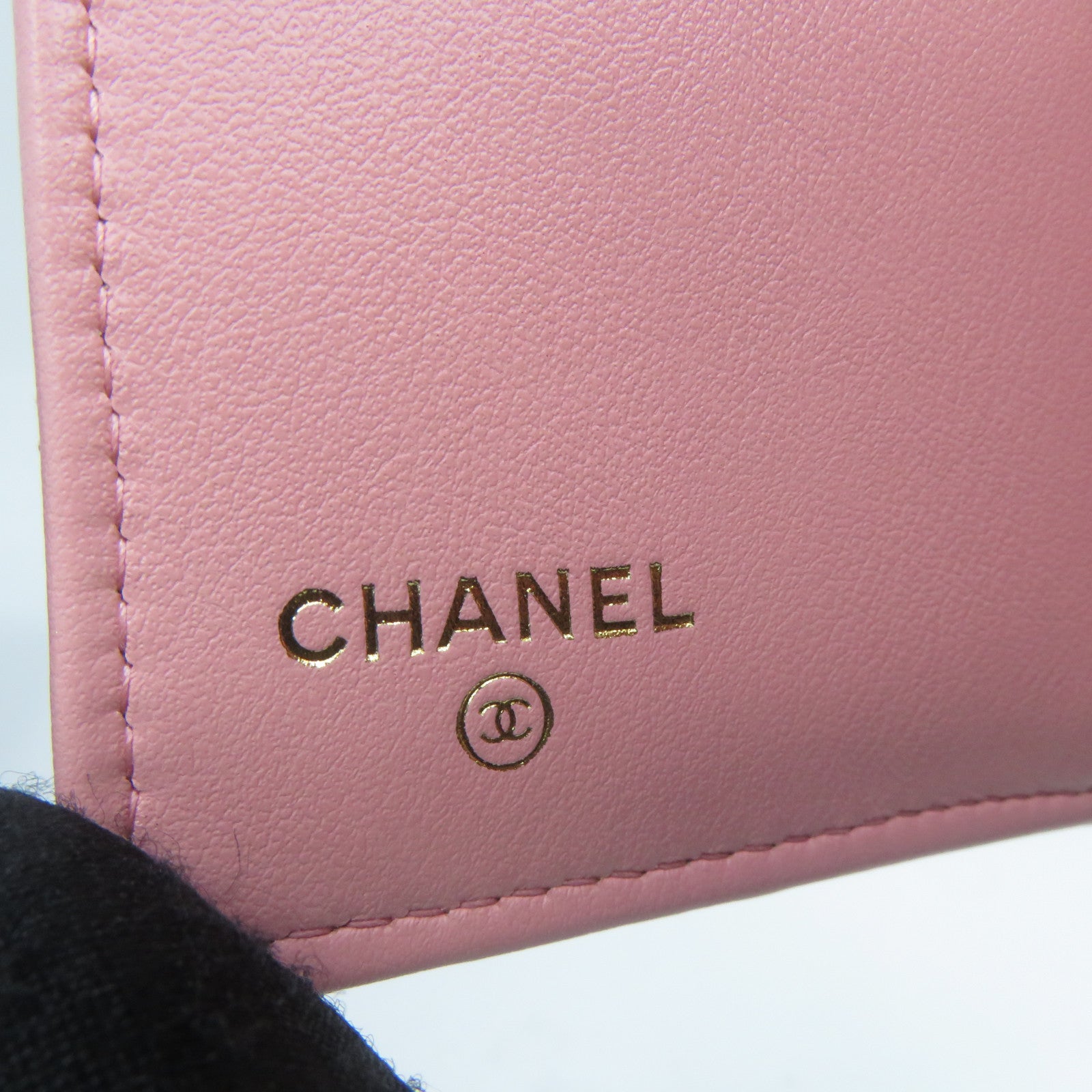 CHANEL 菱格Caviar皮革Boy Wallet金扣錢包粉紅色