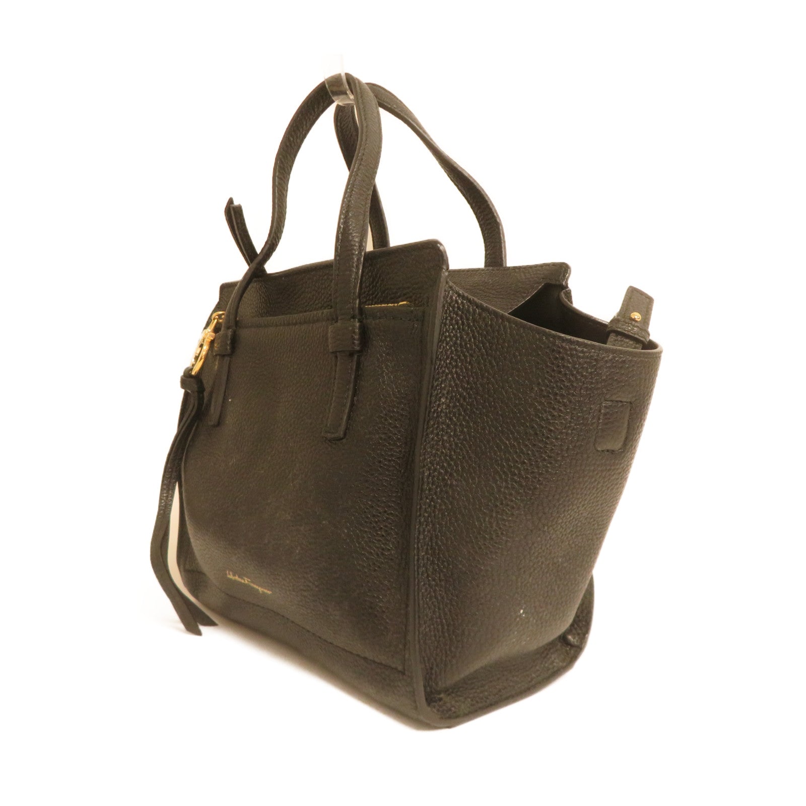 Salvatore Ferragamo 牛皮皮革2 Way Shoulder金扣手挽肩背兩用袋黑色