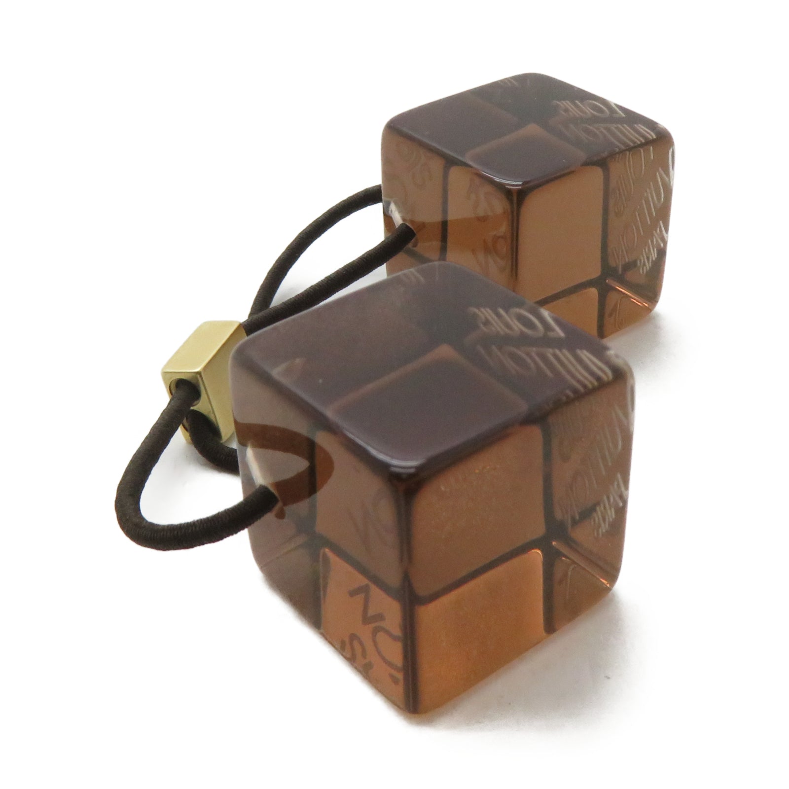LOUIS VUITTON PVC Hair Cube金扣髮圈啡色