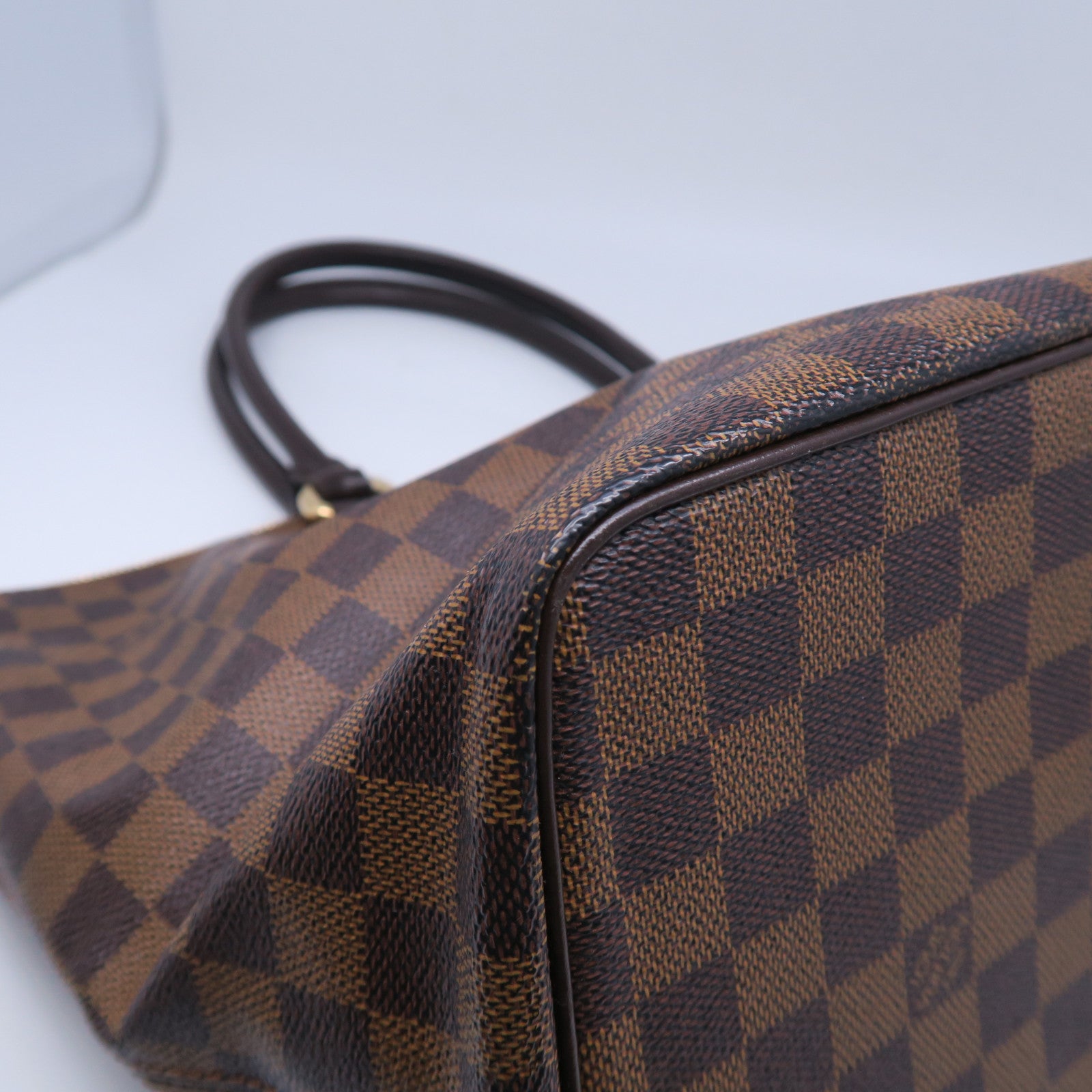 LOUIS VUITTON Damier Saleya MM金扣手挽袋棕色