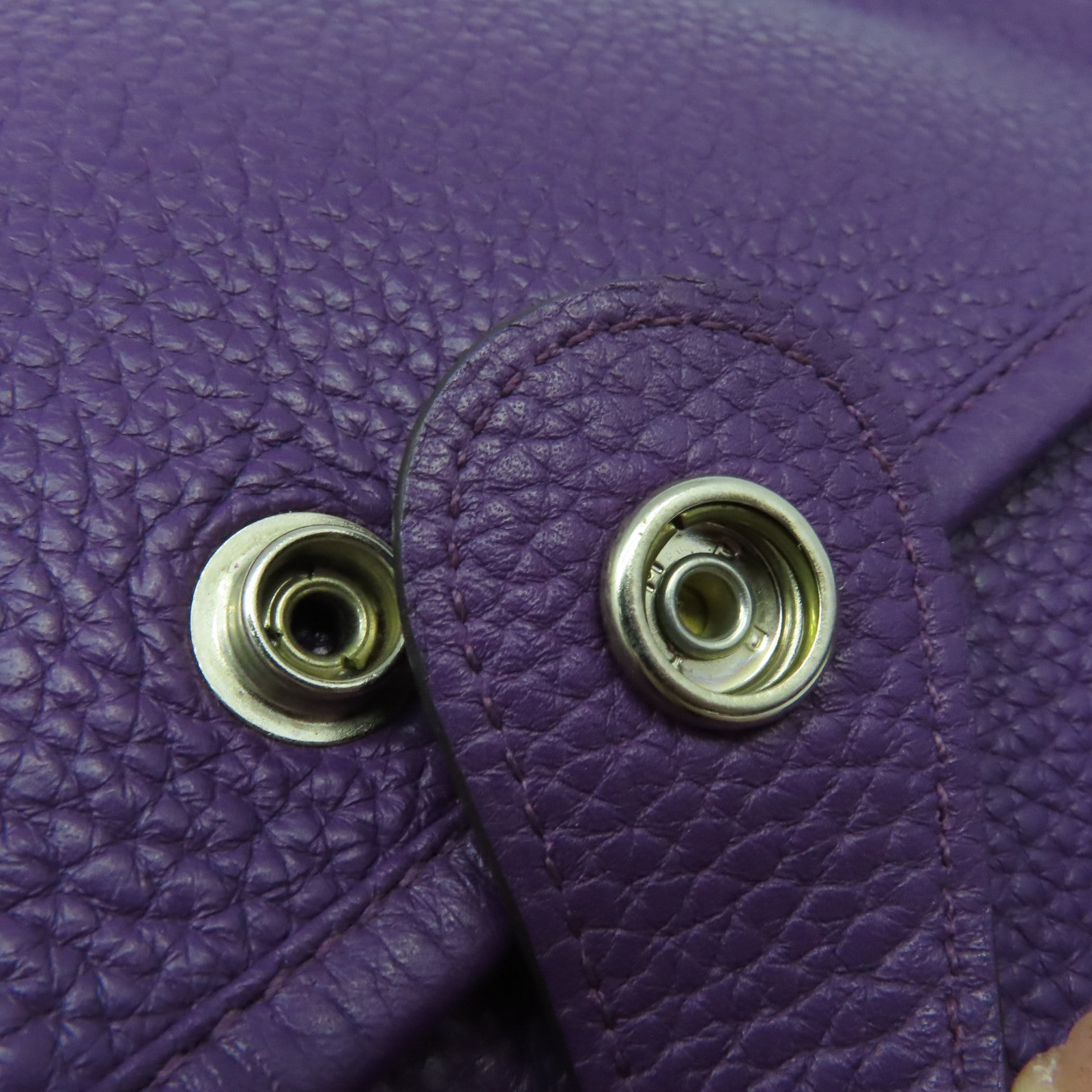 HERMES Clemence皮革Evelyne PM Shoulder Bag銀扣肩背袋Anemone海葵紫色