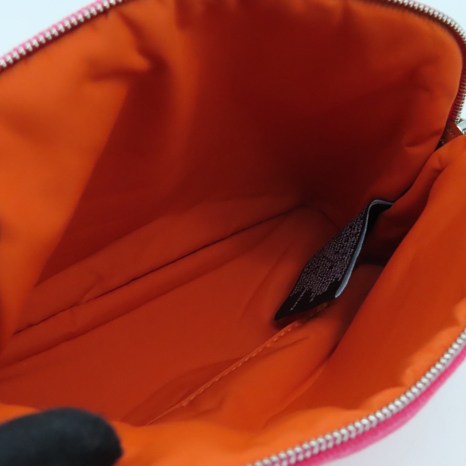 HERMES 帆布Mini Trousse Bolide銀扣手拿包粉紅色