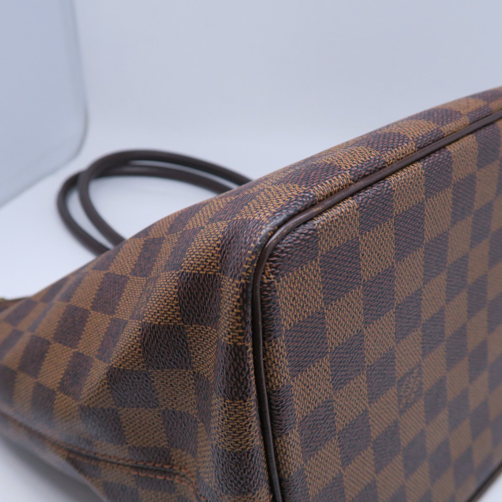 LOUIS VUITTON Damier Saleya MM金扣手挽袋棕色