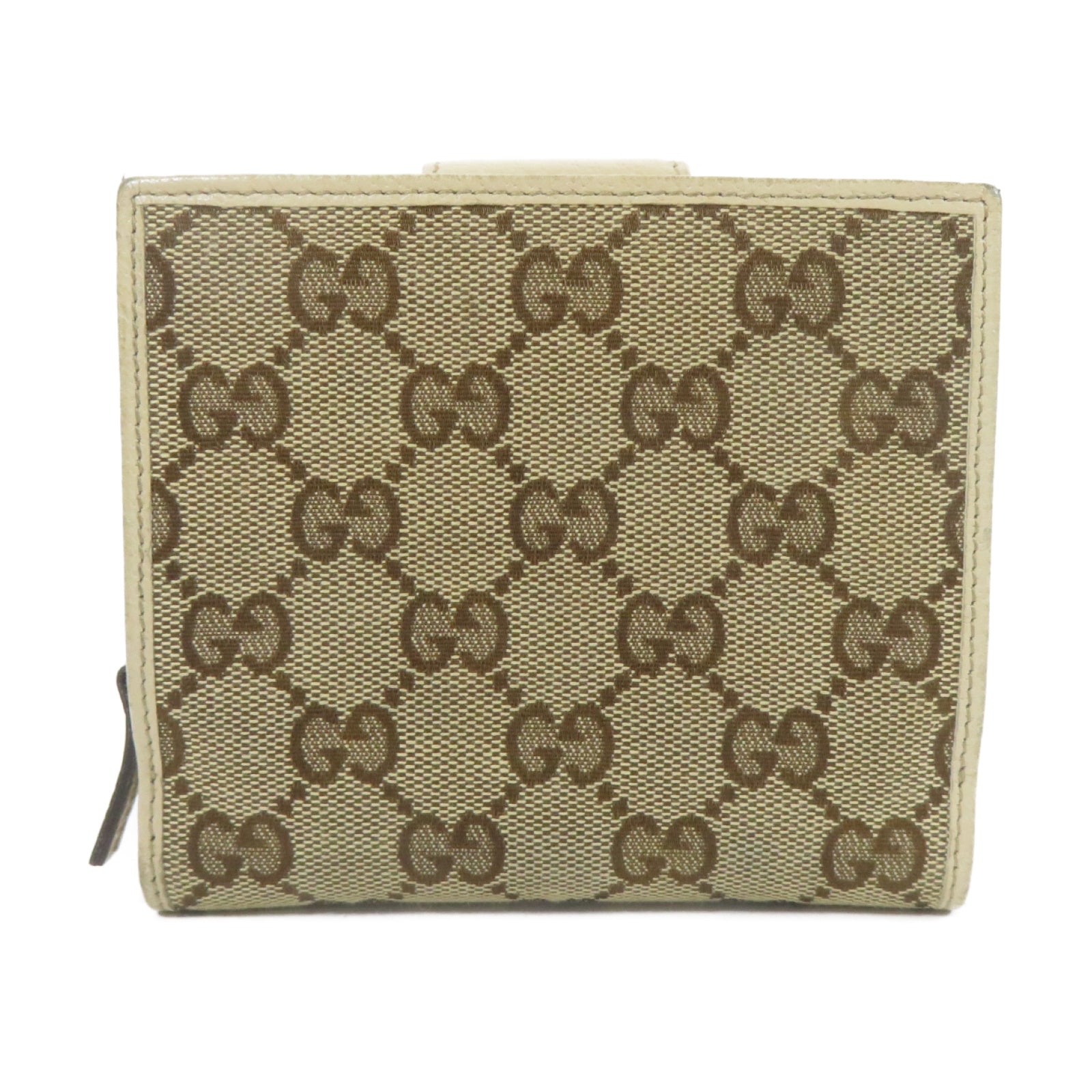 GUCCI 帆布Wallet金扣錢包米色