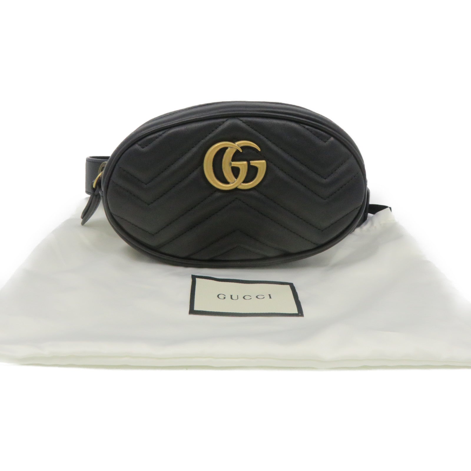 GUCCI 【激減優惠】牛皮皮革GG Marmont Belt Bag腰包黑色