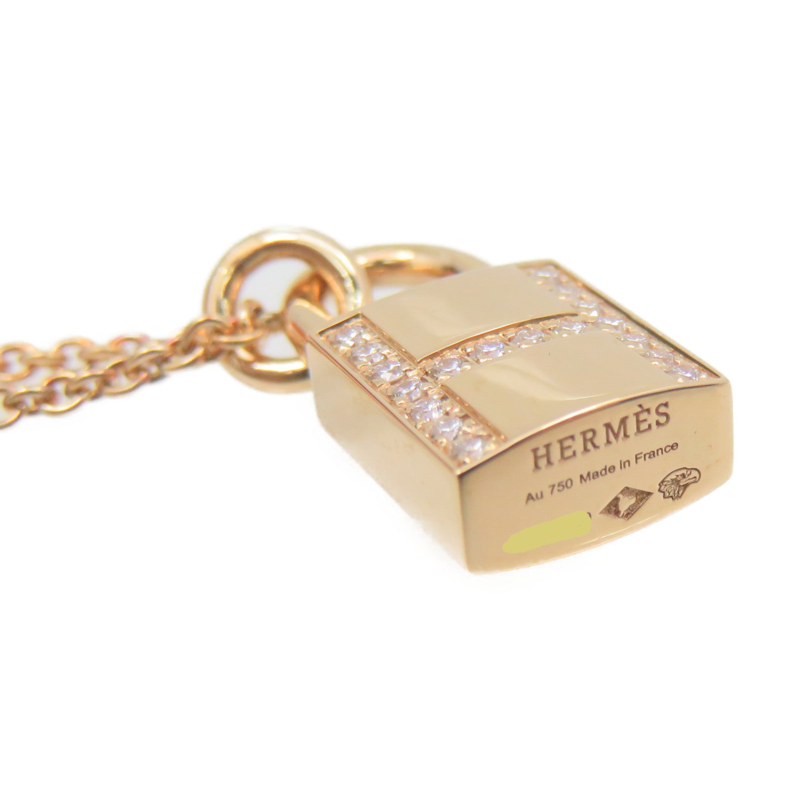 HERMES 18K玫瑰金Kelly Cadenas Pendant Necklace項鏈