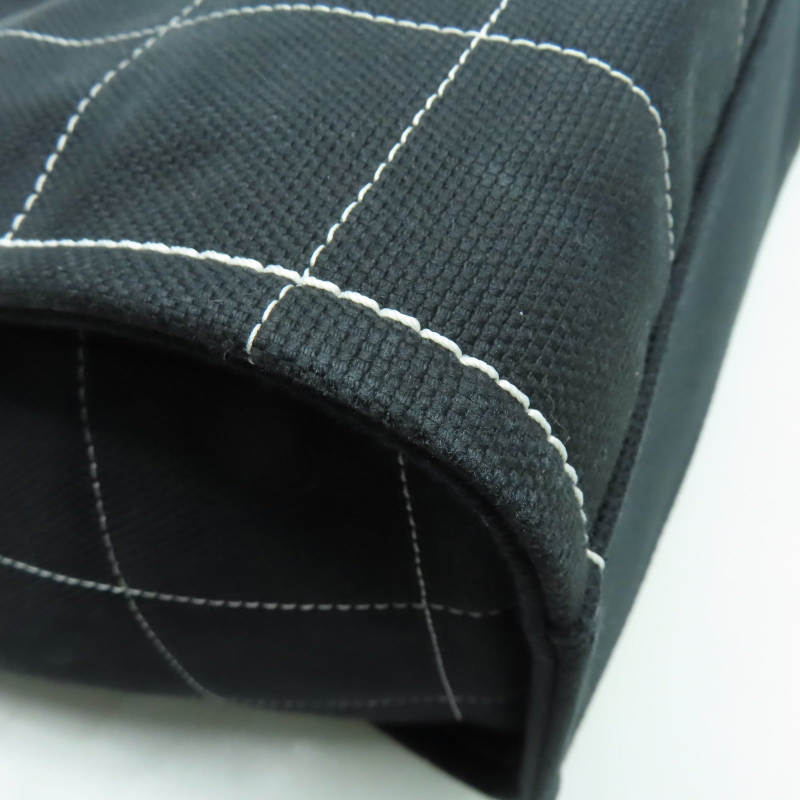 CHANEL 帆布Deauville Tote銀扣手挽肩背兩用袋黑色