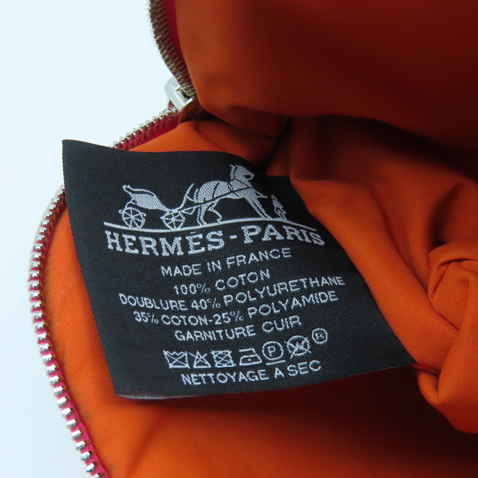 HERMES 帆布Mini Trousse Bolide銀扣手拿包粉紅色