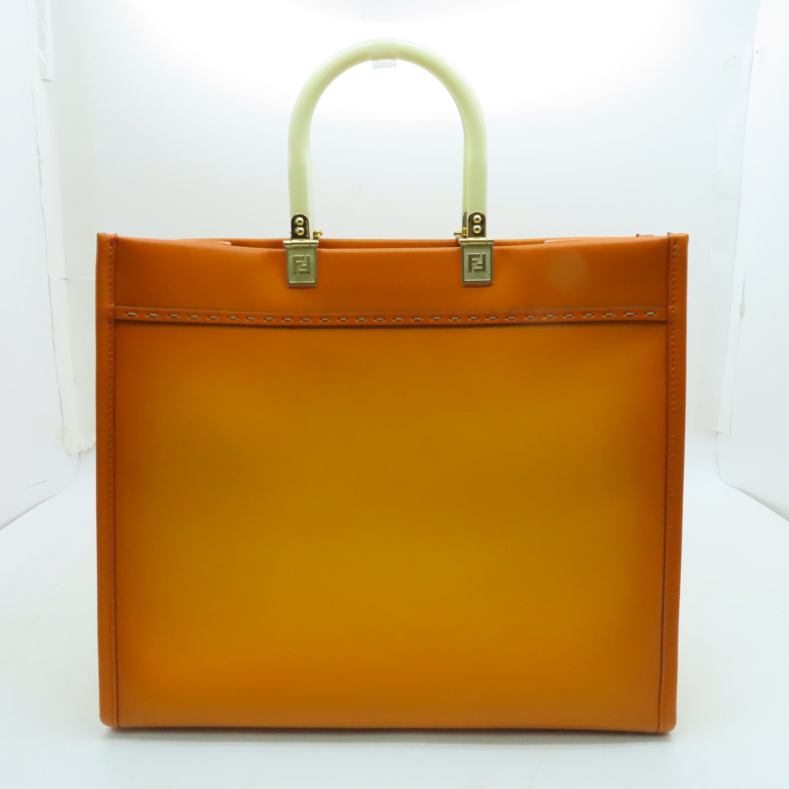 FENDI 牛皮皮革Sunsgine Mudium金扣手挽肩背兩用袋橙色