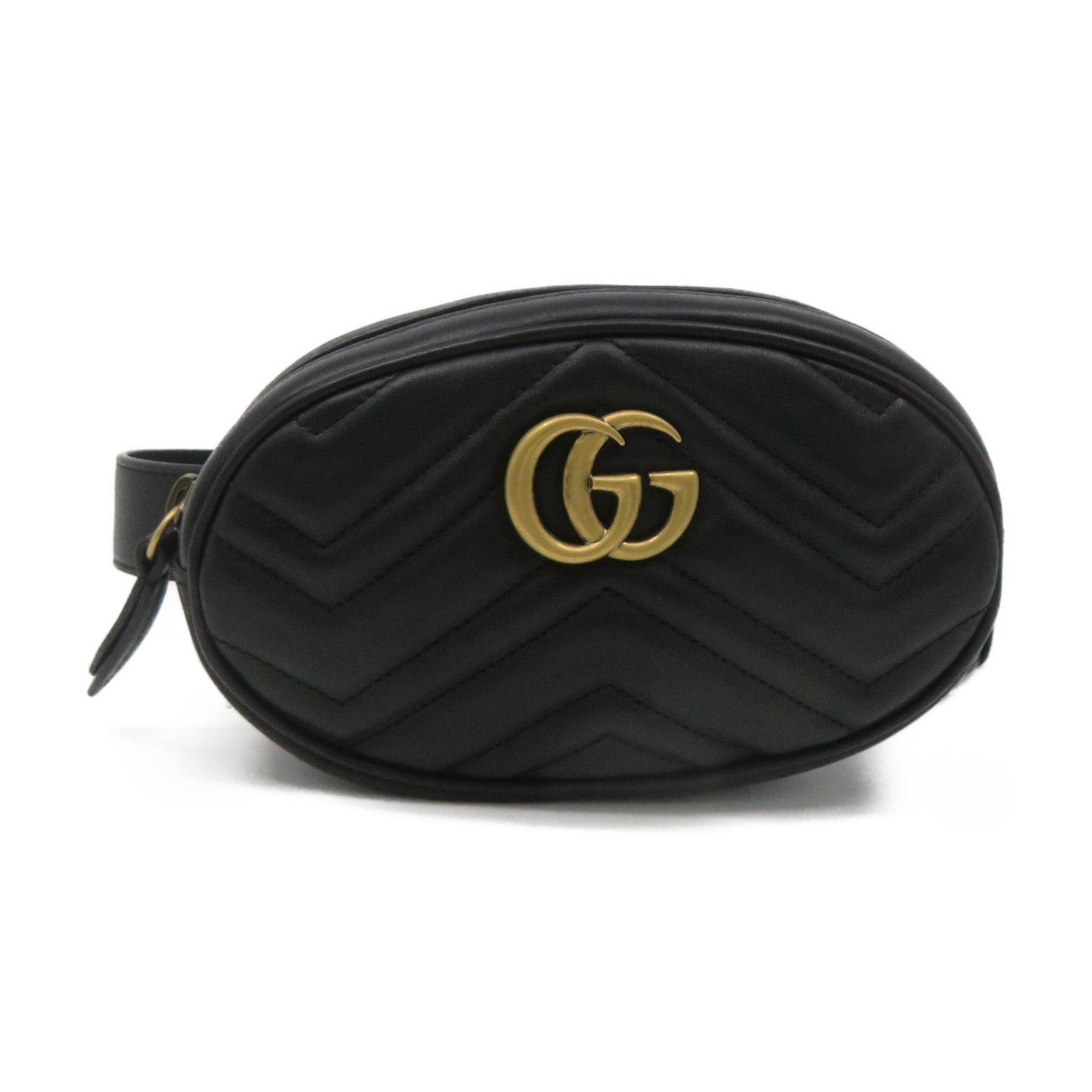 GUCCI 【激減優惠】牛皮皮革GG Marmont Belt Bag腰包黑色