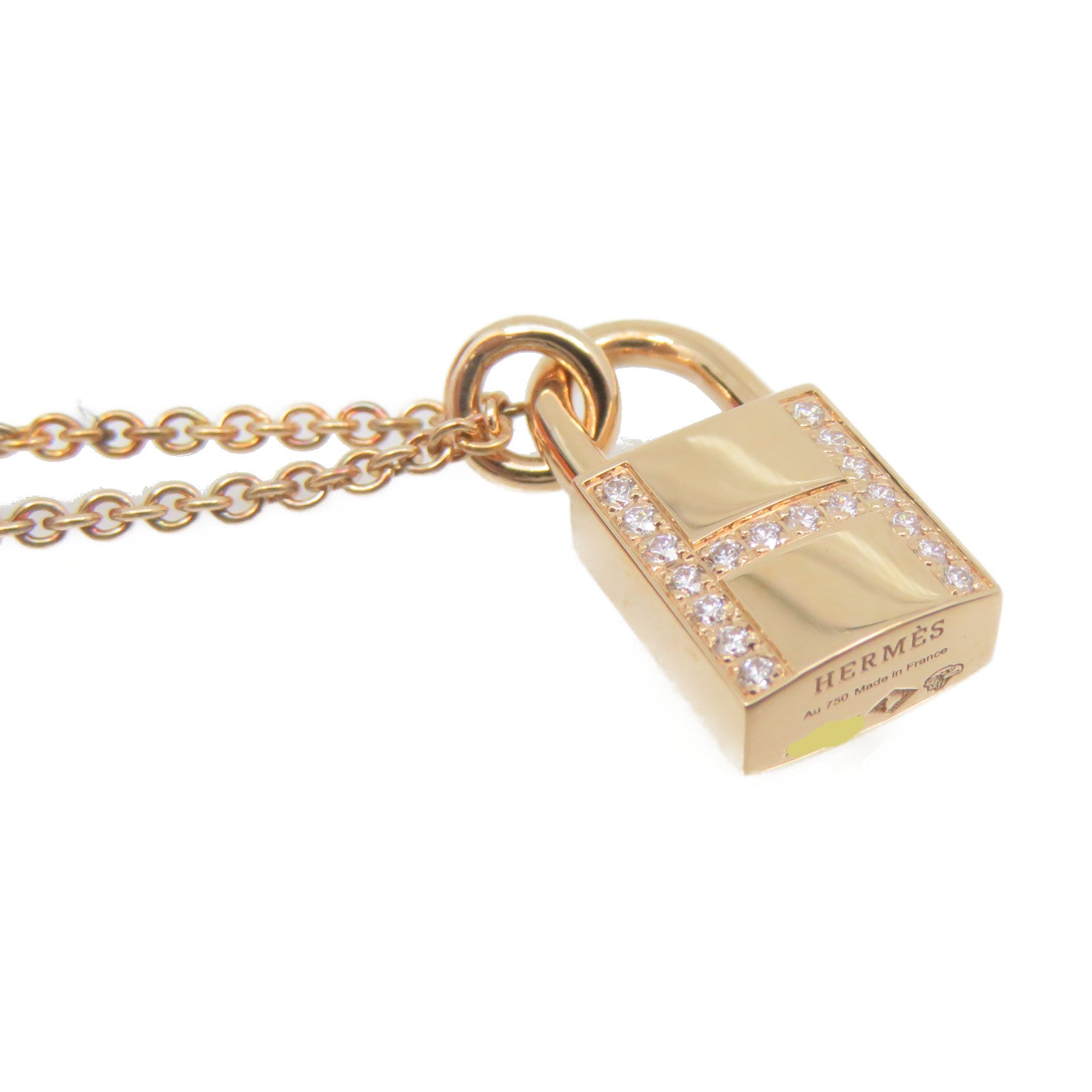 HERMES 18K玫瑰金Kelly Cadenas Pendant Necklace項鏈