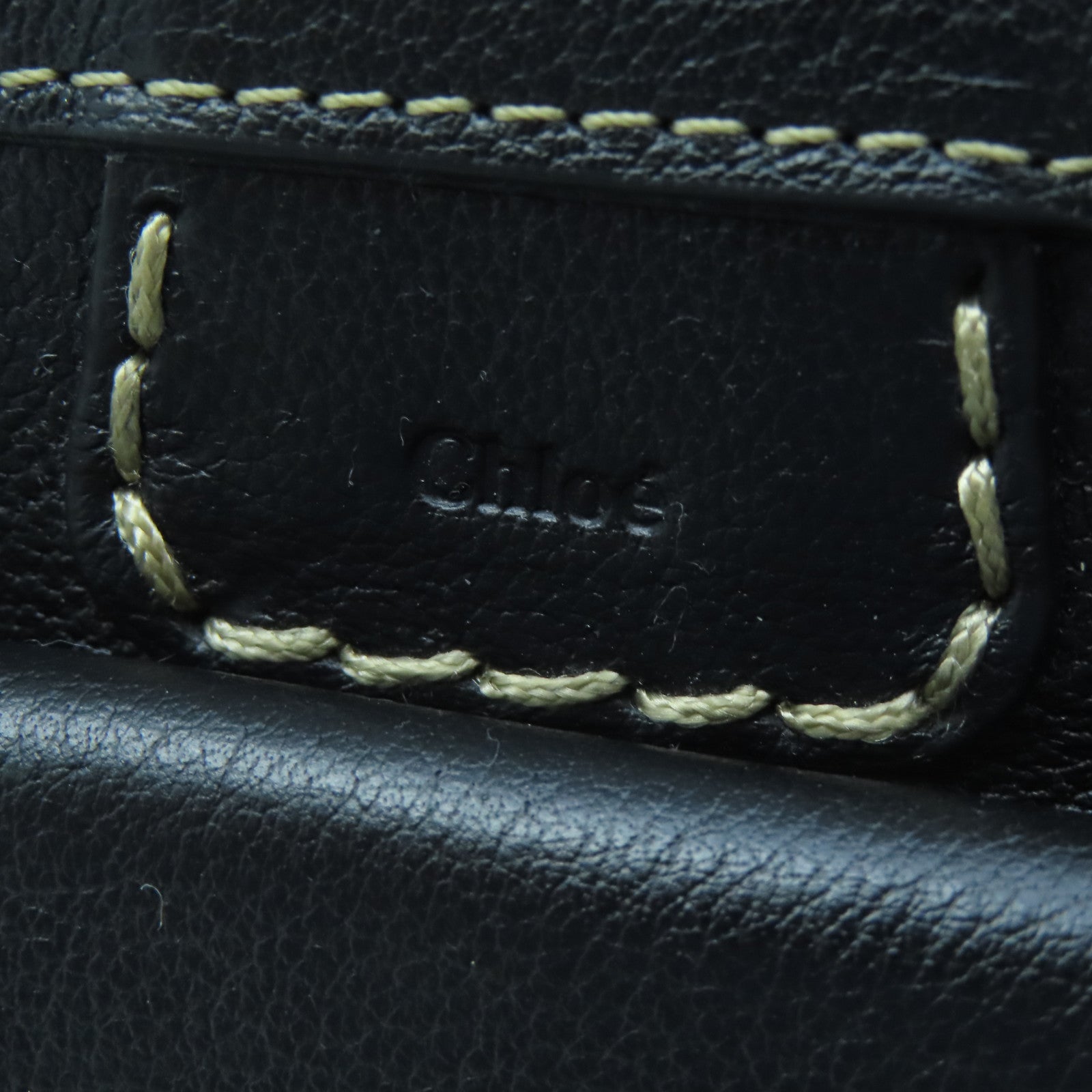 Chloe Leather Pouch Gold Buckle Clutch Black