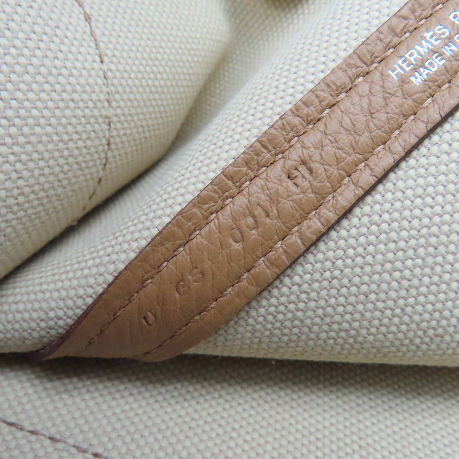 HERMES 帆布Garden File PM 2Way Tote Bag銀扣手挽肩背兩用袋Biscuit餅乾色