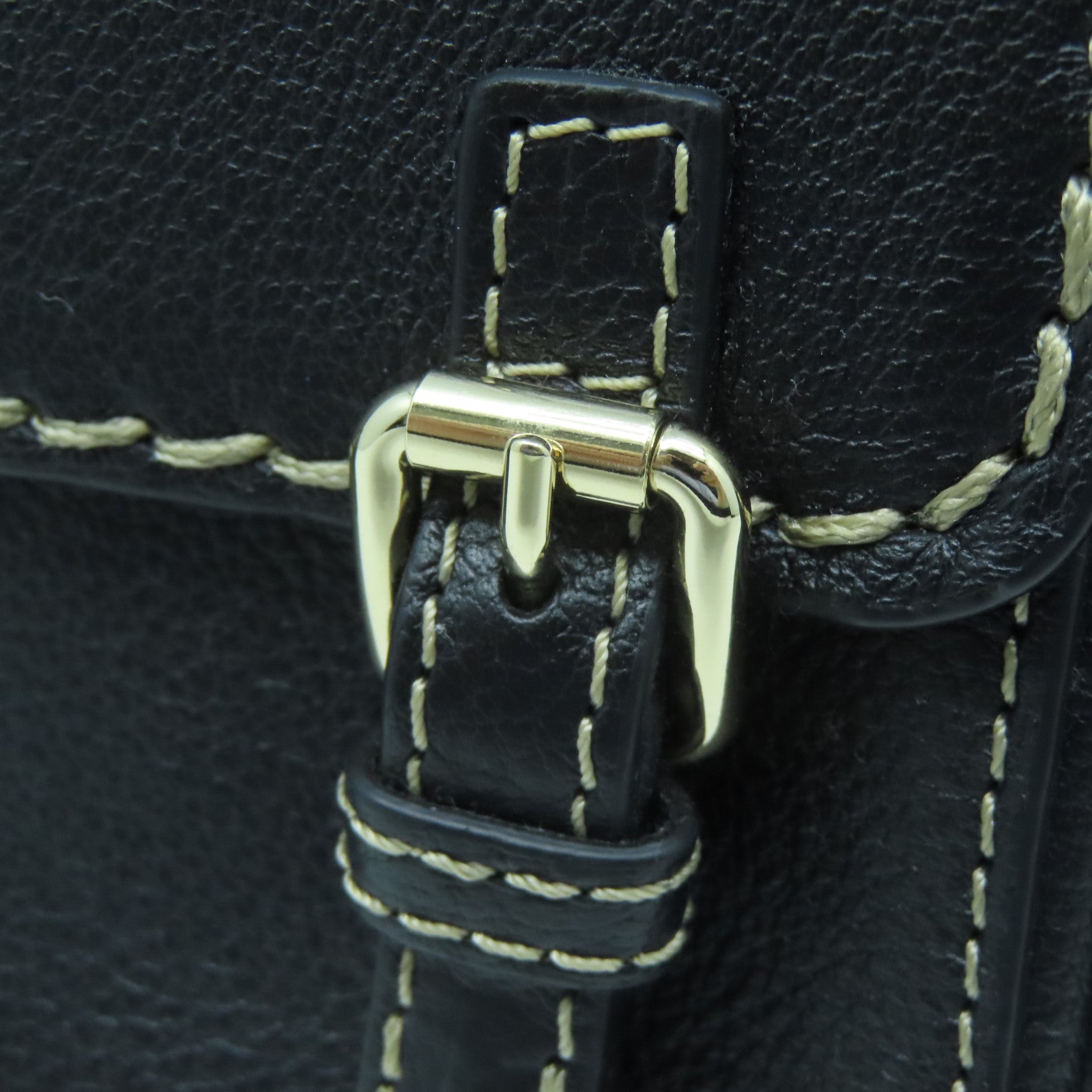 Chloe Leather Pouch Gold Buckle Clutch Black