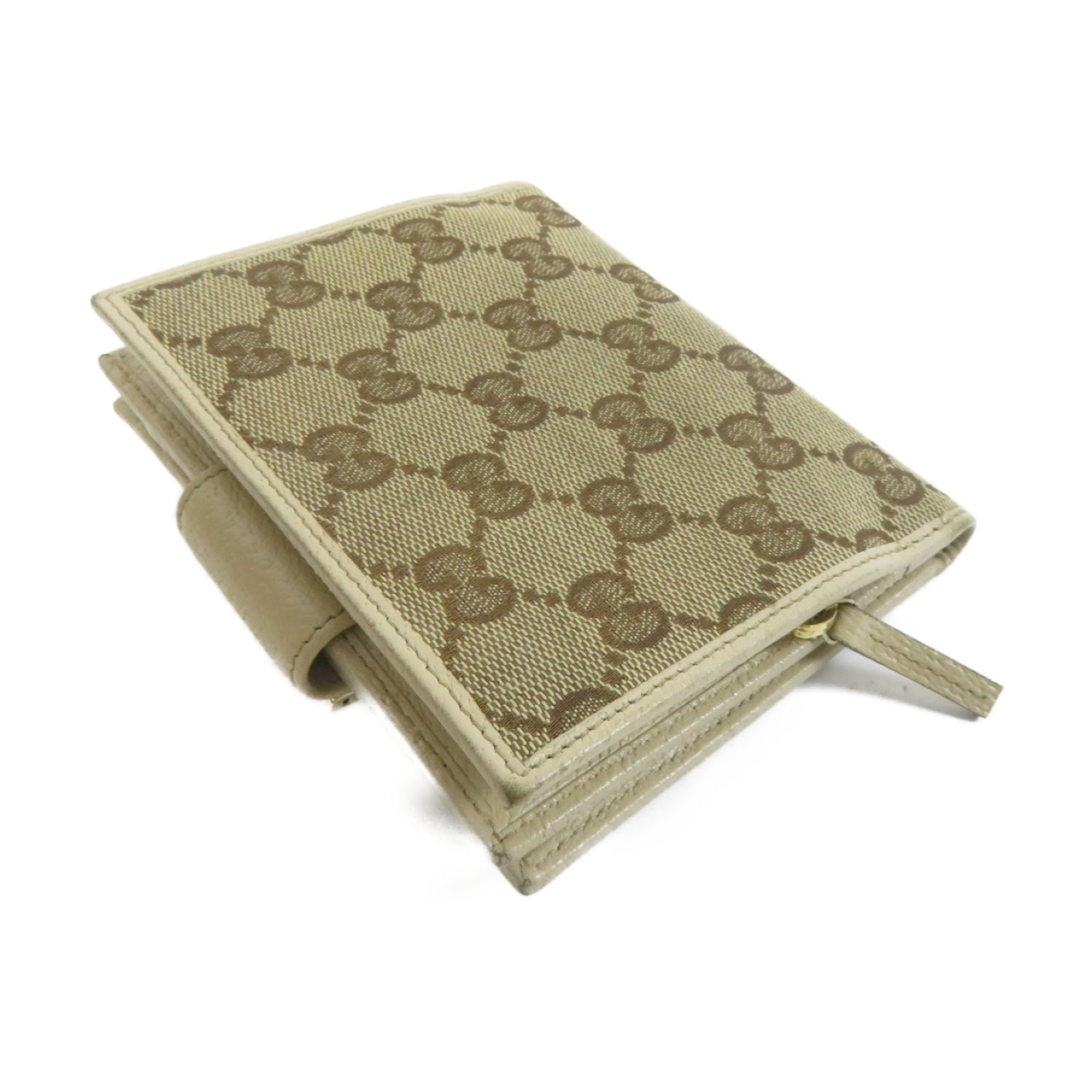 GUCCI 帆布Wallet金扣錢包米色