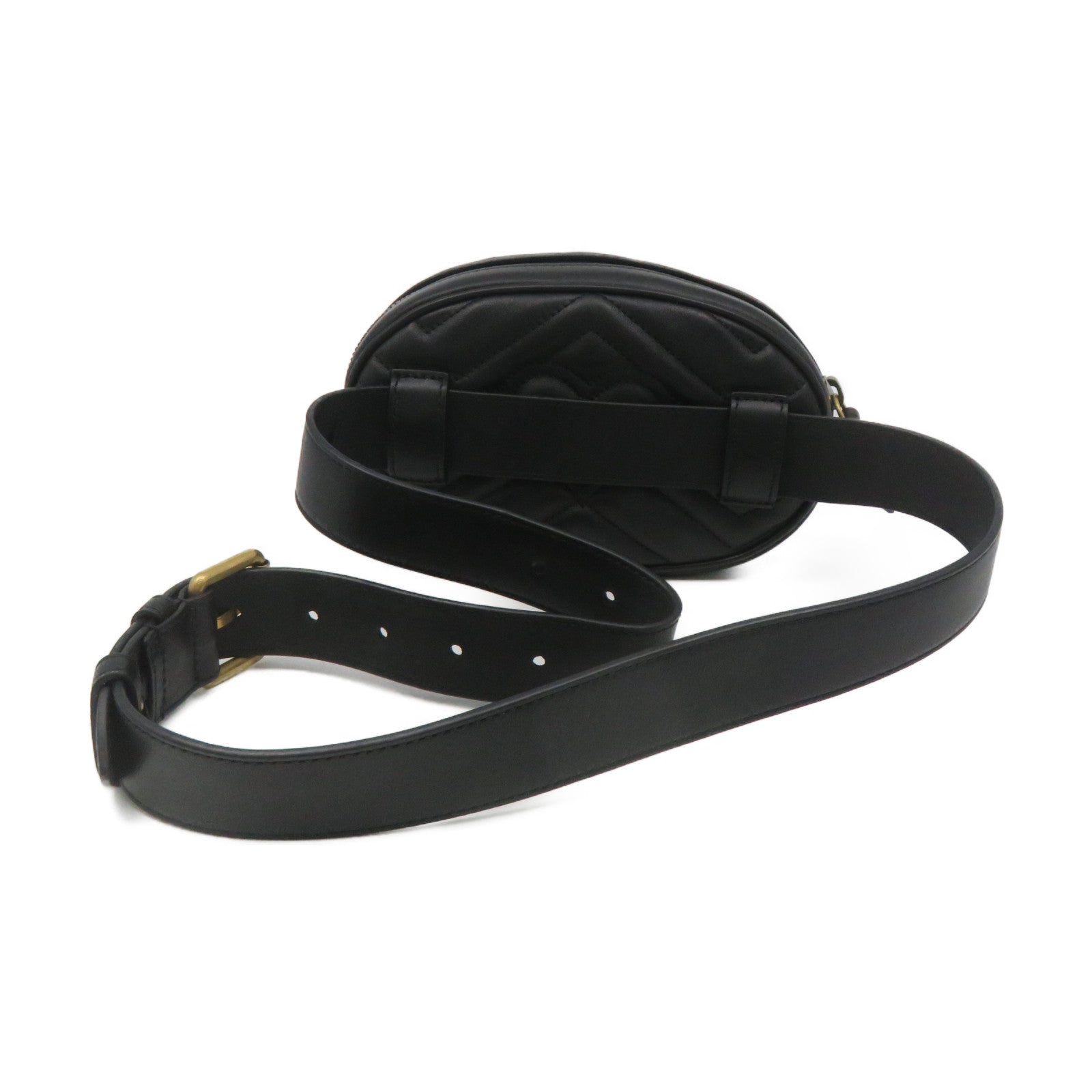 GUCCI 【激減優惠】牛皮皮革GG Marmont Belt Bag腰包黑色