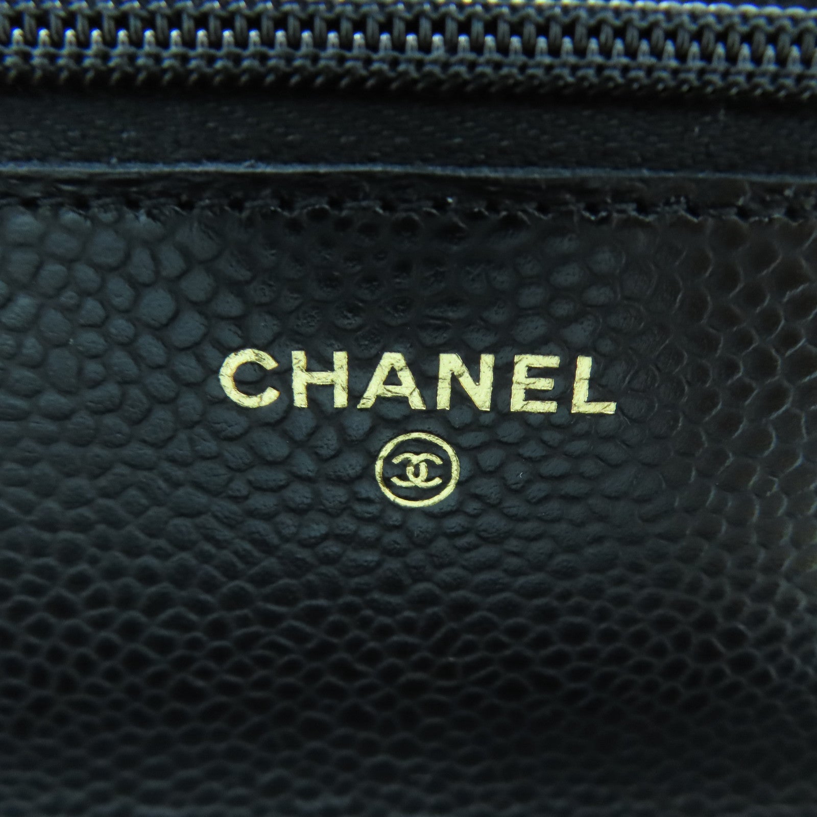 CHANEL 菱格Caviar皮革Wallet On Chain金扣鏈帶肩背袋黑色