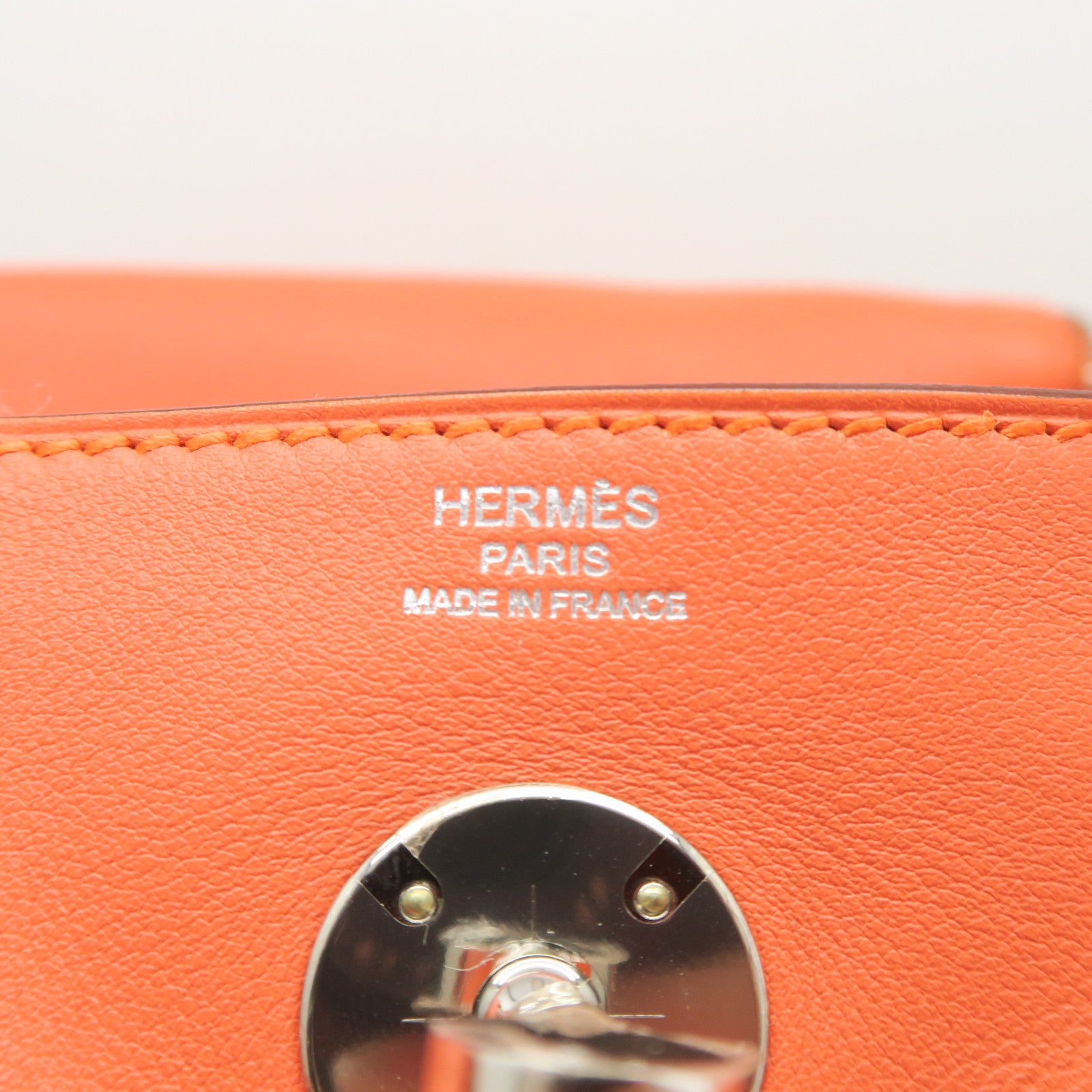 HERMES Veau Swift皮革Lindy 26銀扣手挽肩背兩用袋橙色