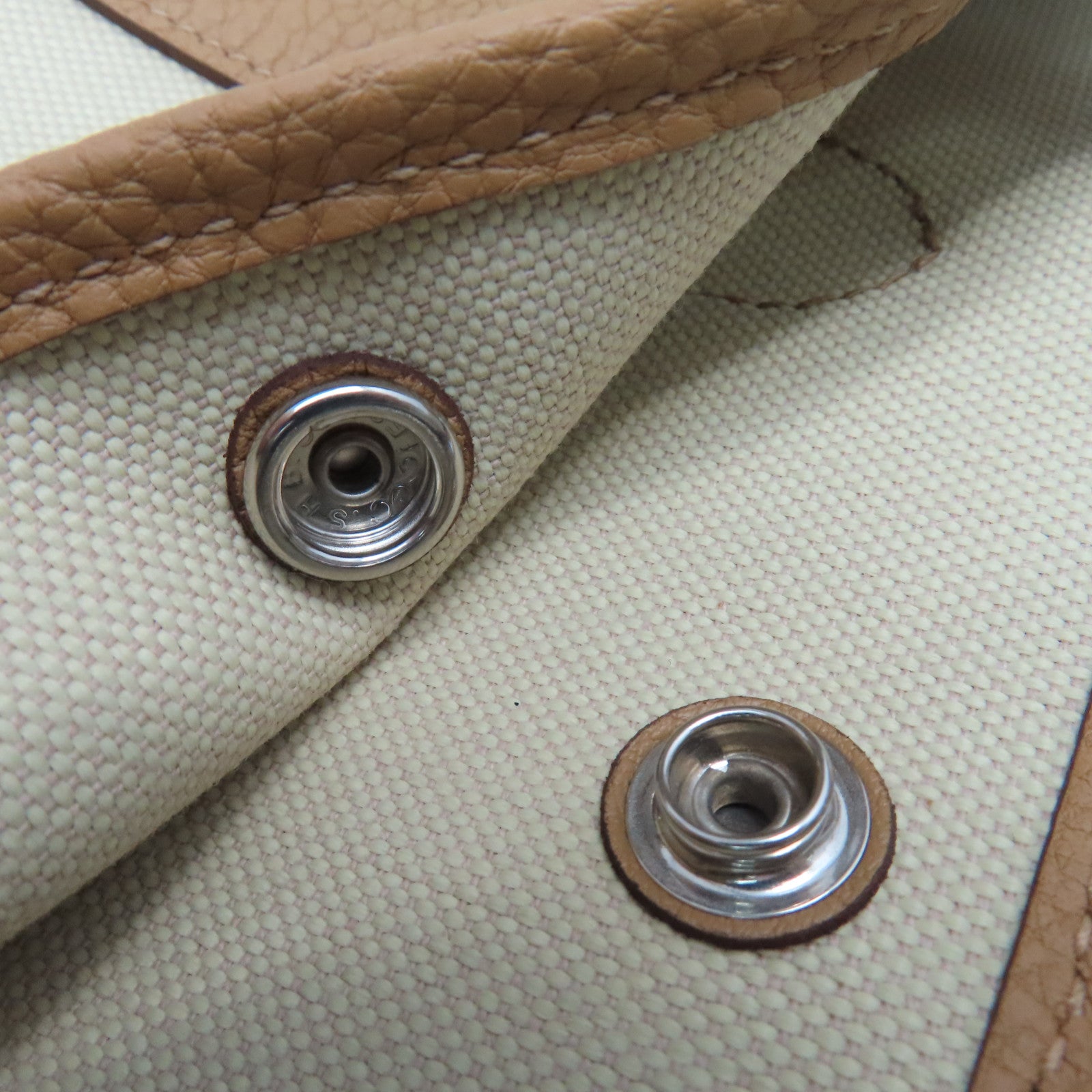 HERMES 帆布Garden File PM 2Way Tote Bag銀扣手挽肩背兩用袋Biscuit餅乾色