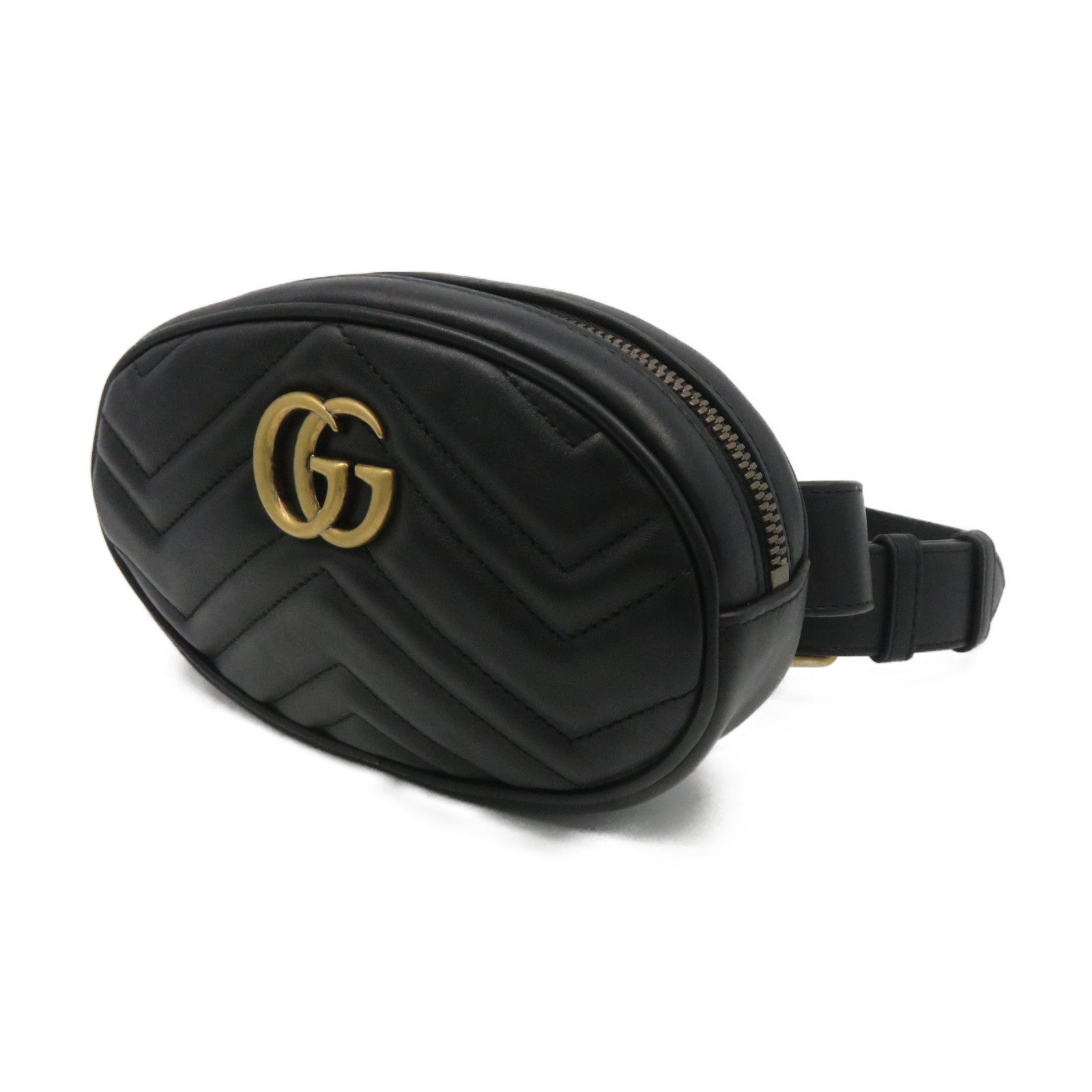 GUCCI 【激減優惠】牛皮皮革GG Marmont Belt Bag腰包黑色