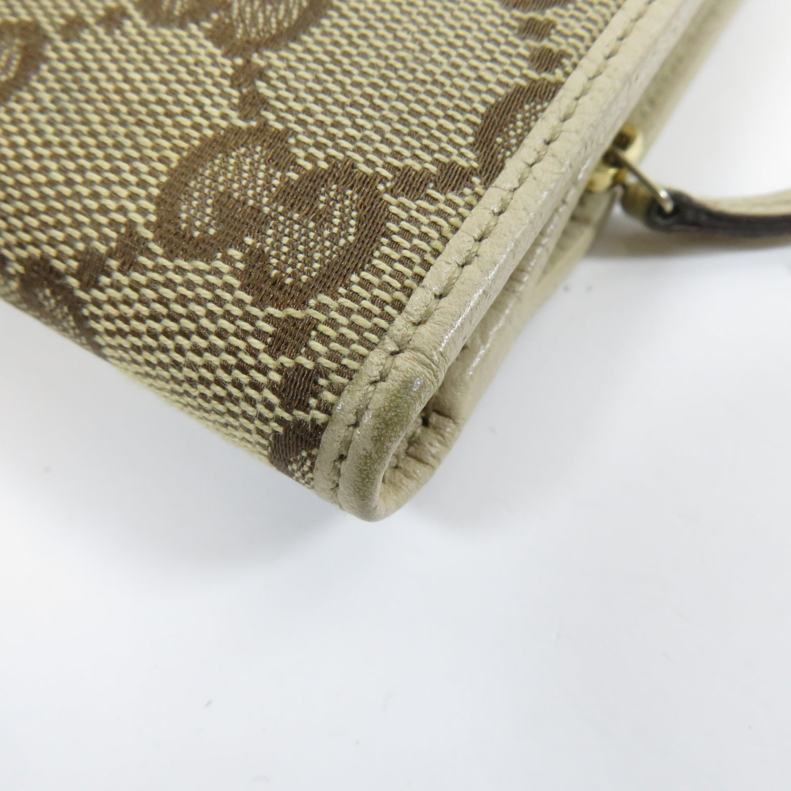 GUCCI 帆布Wallet金扣錢包米色