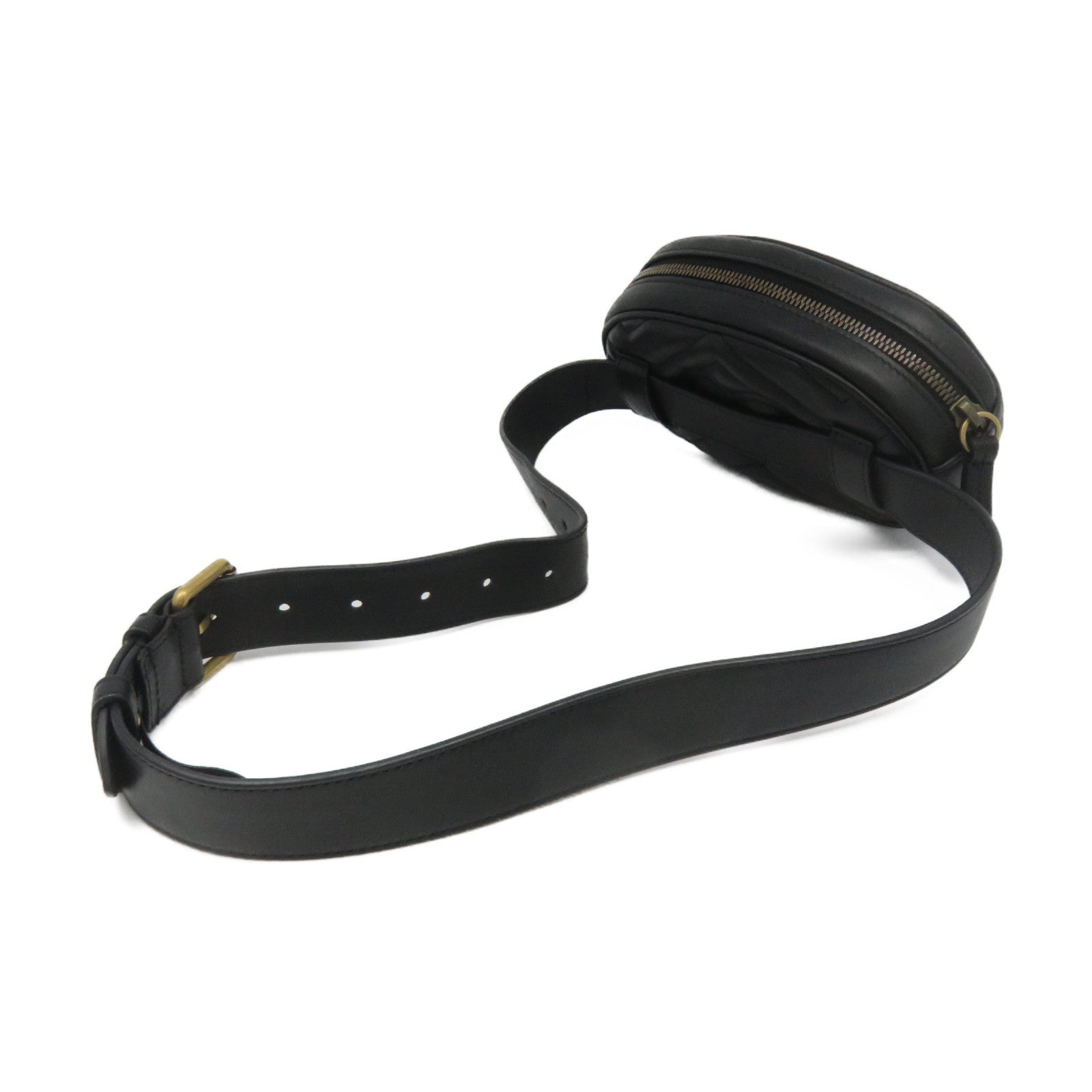 GUCCI 【激減優惠】牛皮皮革GG Marmont Belt Bag腰包黑色