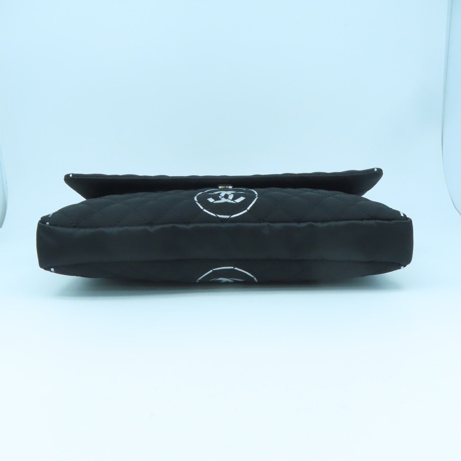 CHANEL Rhombus Nylon Chain Shoulder Silver Buckle Shoulder Bag Black
