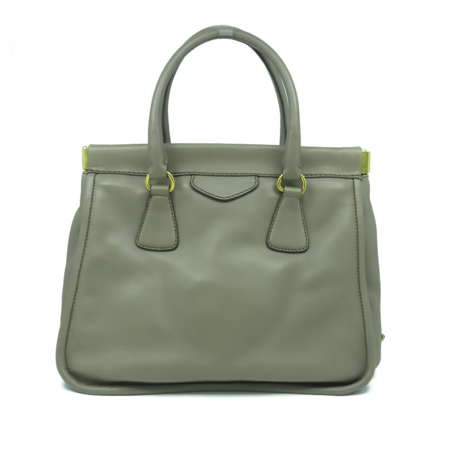PRADA 牛皮皮革Hand Bag金扣手挽袋灰色