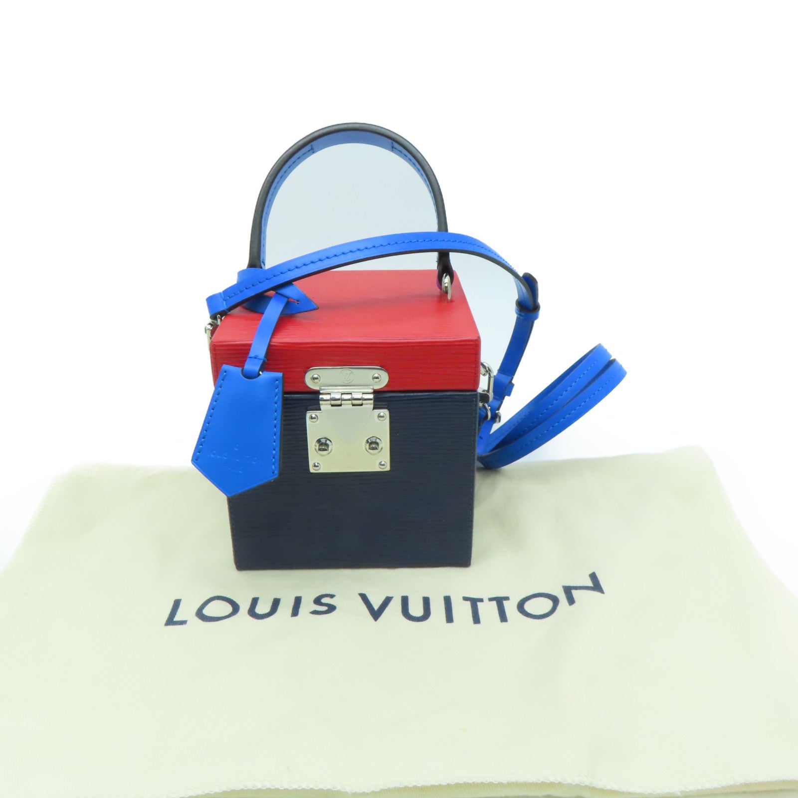 LOUIS VUITTON [Sharp Discount] Epi Bleecker Box Silver Buckle Chain Shoulder Bag Blue/Red