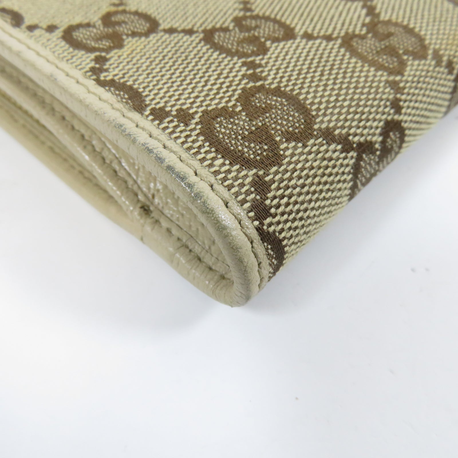 GUCCI 帆布Wallet金扣錢包米色