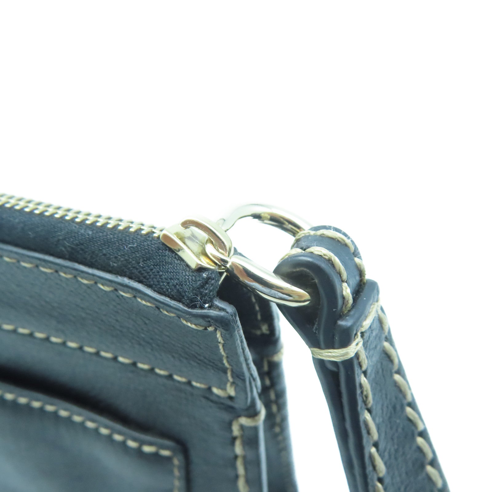Chloe Leather Pouch Gold Buckle Clutch Black