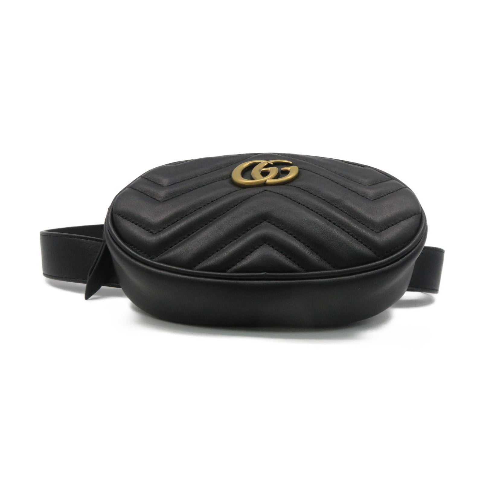 GUCCI 【激減優惠】牛皮皮革GG Marmont Belt Bag腰包黑色