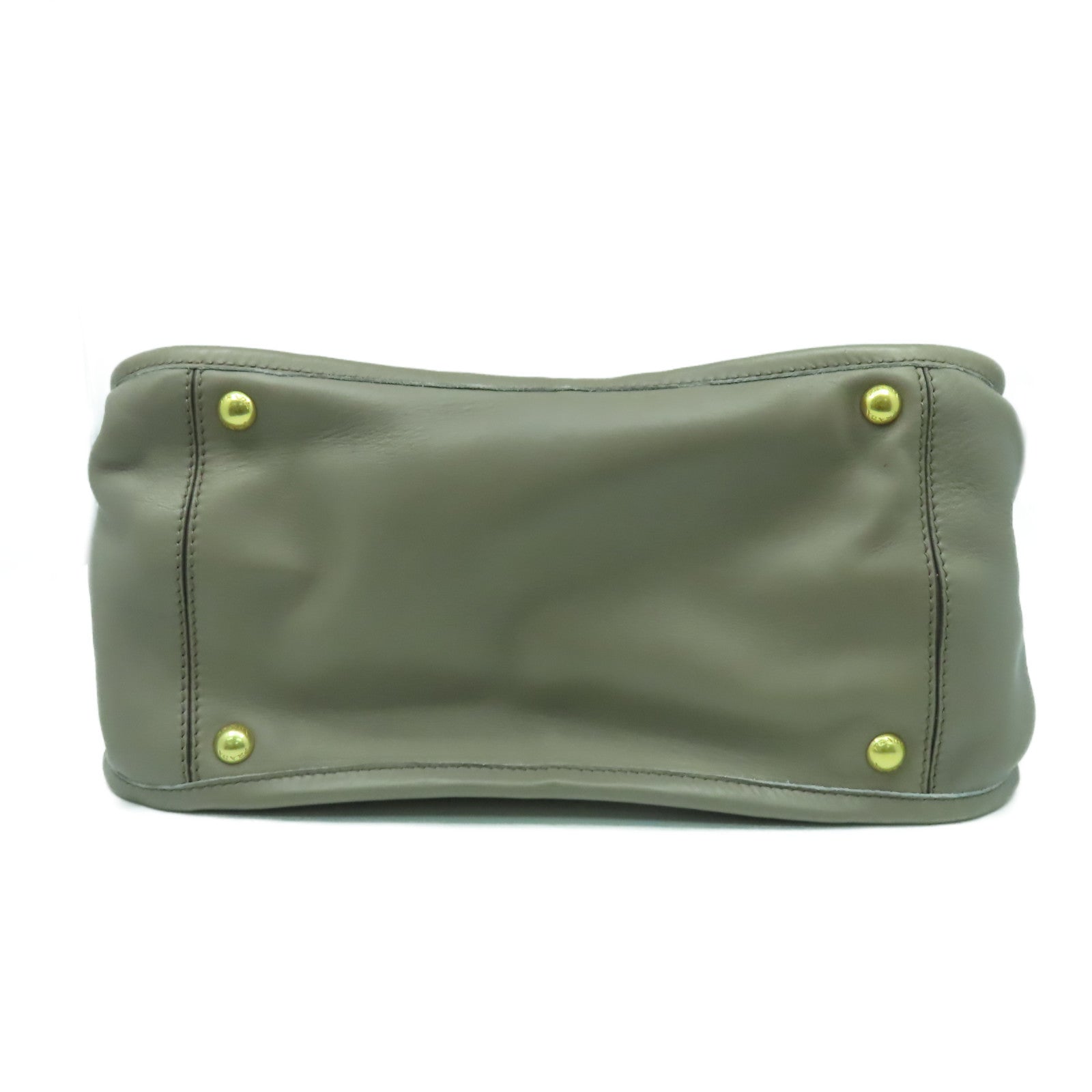 PRADA 牛皮皮革Hand Bag金扣手挽袋灰色