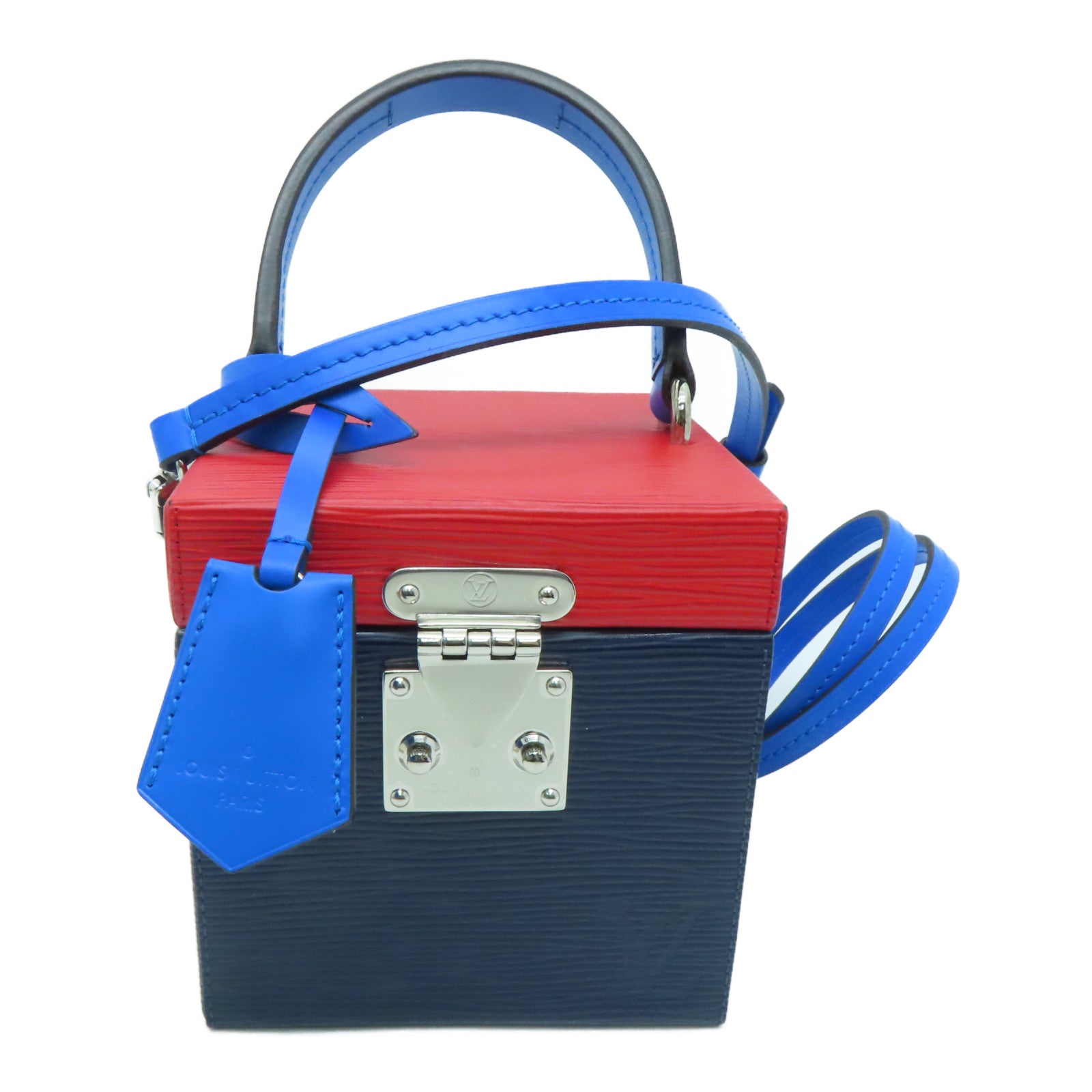 LOUIS VUITTON [Sharp Discount] Epi Bleecker Box Silver Buckle Chain Shoulder Bag Blue/Red