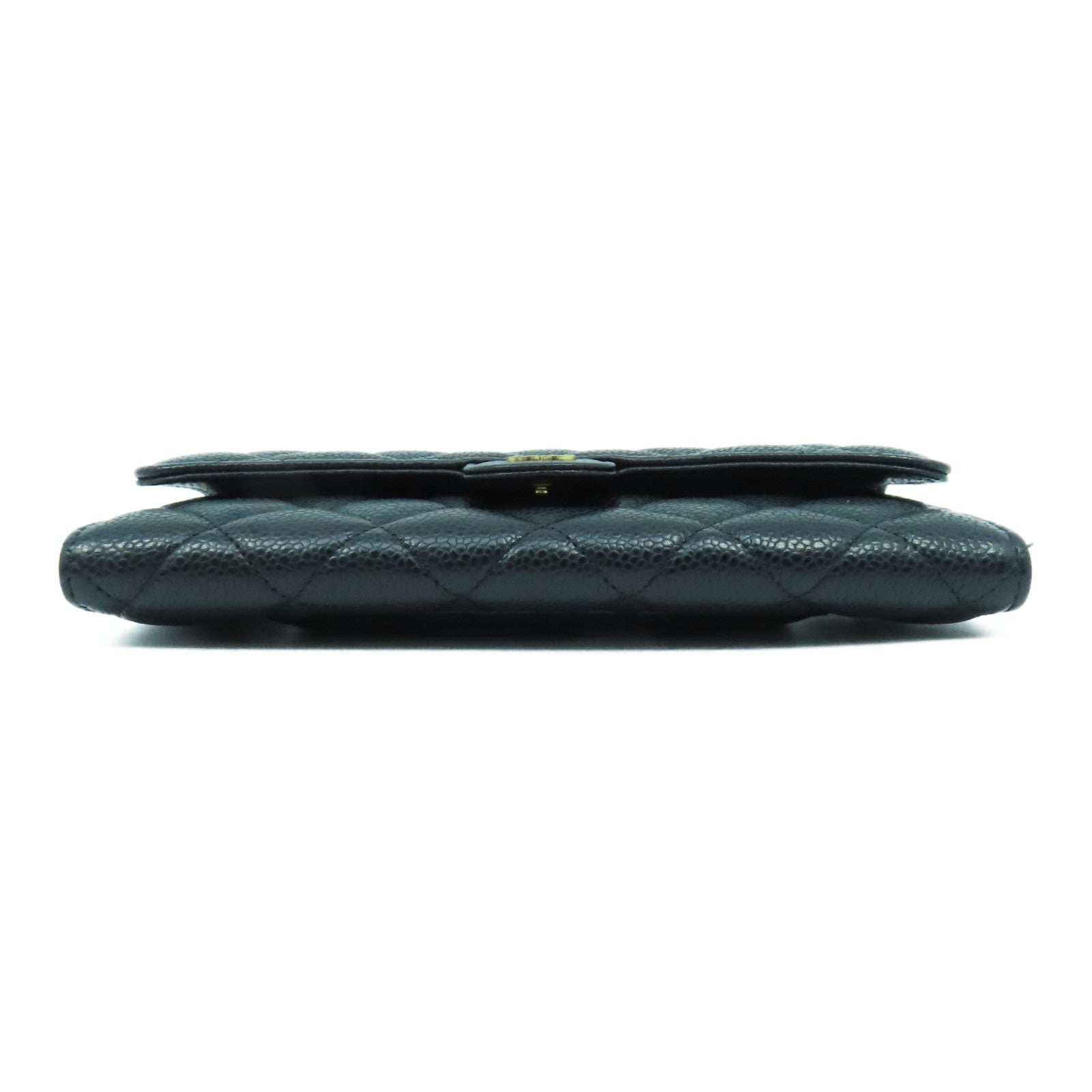 CHANEL 菱格Caviar皮革Long Wallet金扣長錢包黑色
