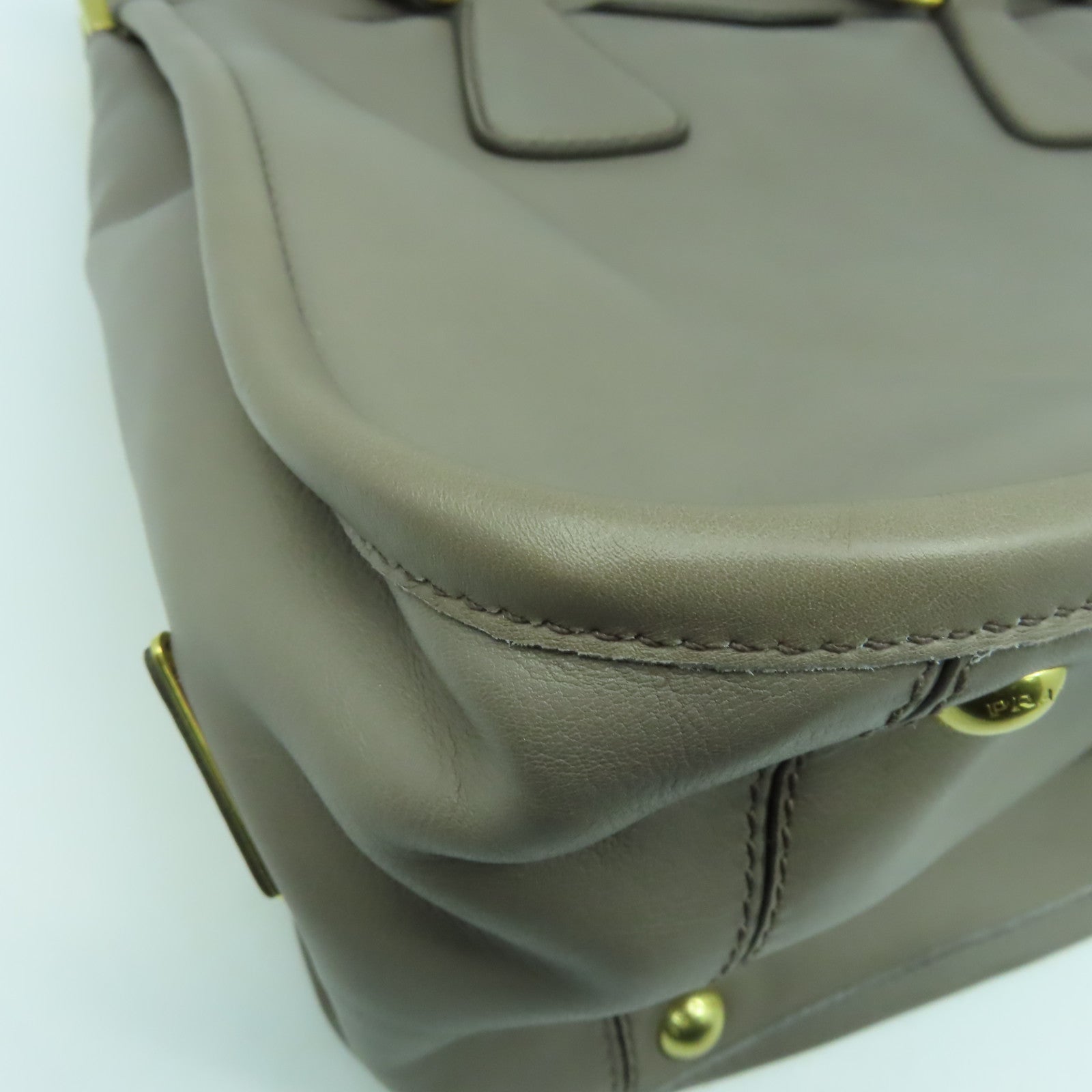 PRADA 牛皮皮革Hand Bag金扣手挽袋灰色