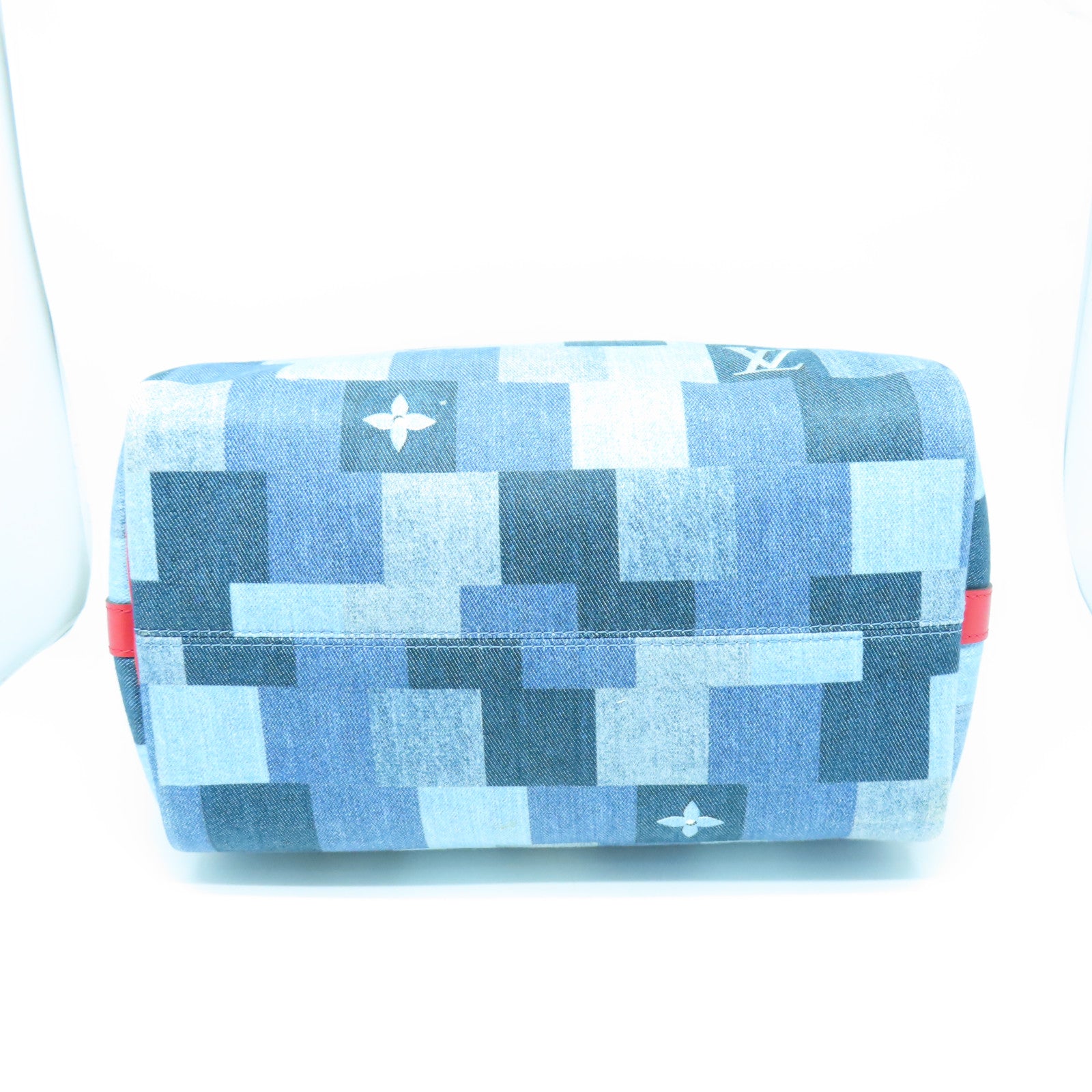LOUIS VUITTON 【激減優惠】Monogram Denim Speedy 30 Bandouliere金扣手挽肩背兩用袋藍色