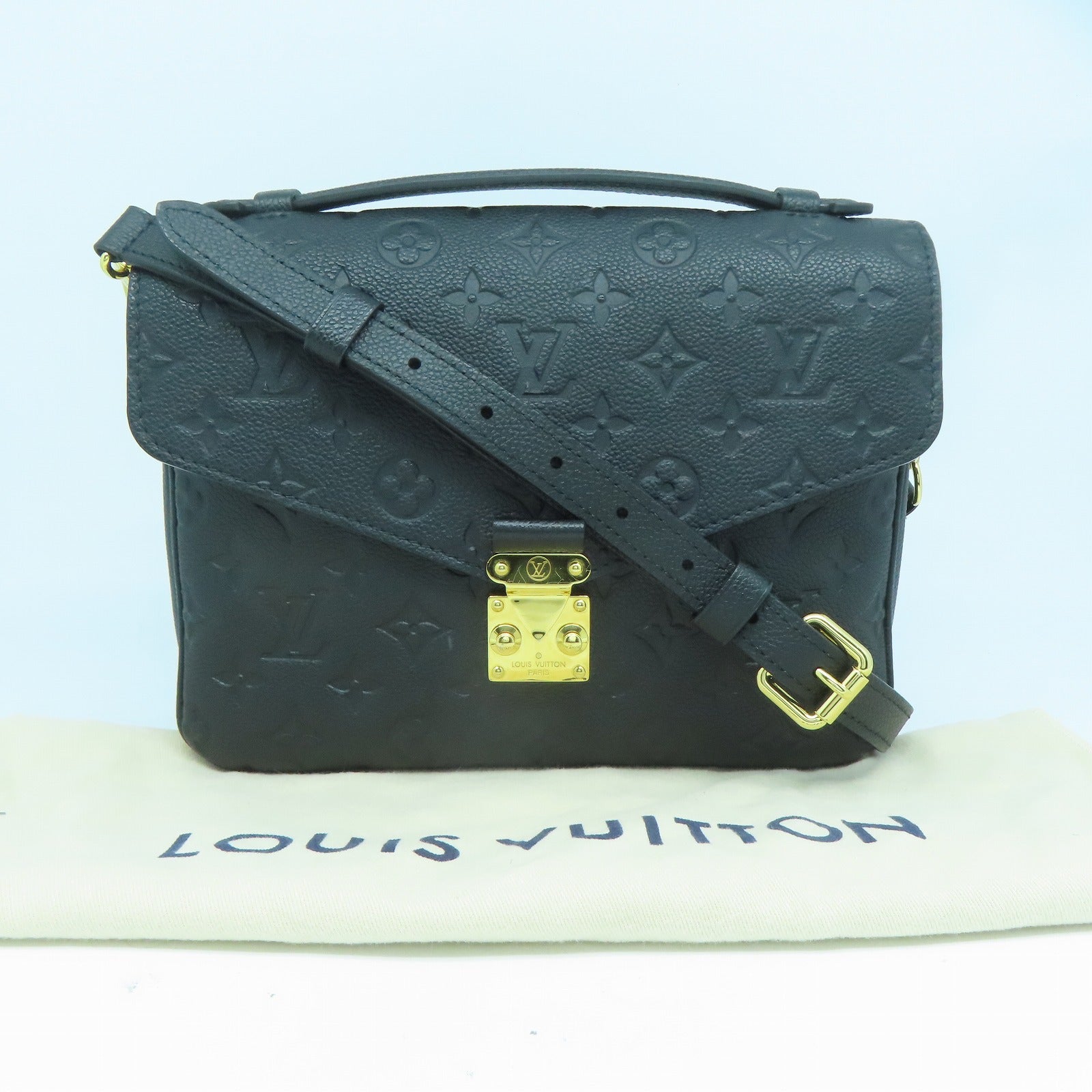 LOUIS VUITTON Monogram Empreinte Pochette Metis金扣手挽肩背兩用袋黑色
