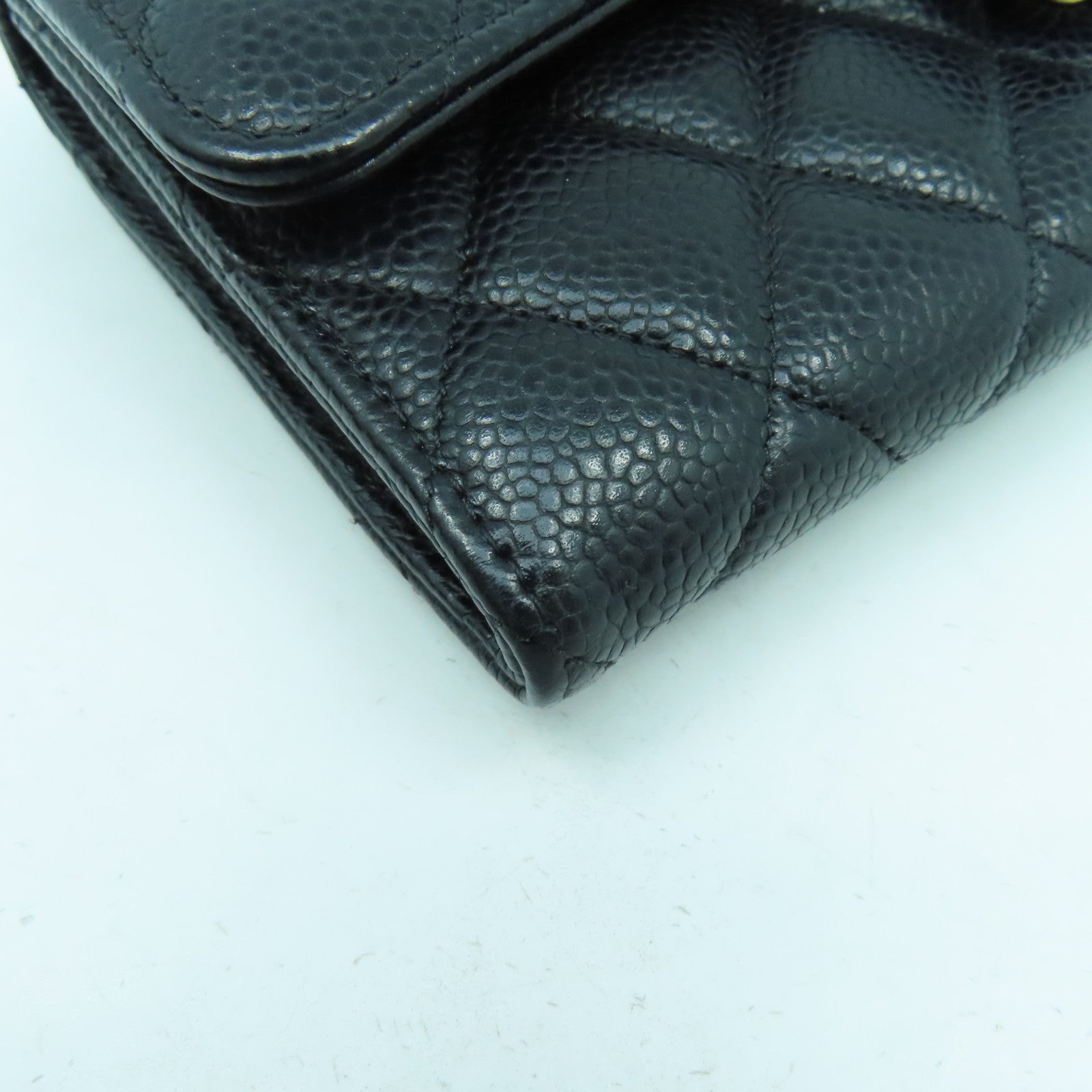 CHANEL 菱格Caviar皮革Long Wallet金扣長錢包黑色