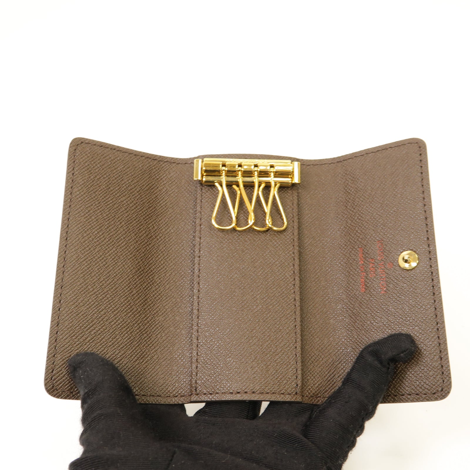 LOUIS VUITTON Damier Key case 4金扣鎖匙包棕色