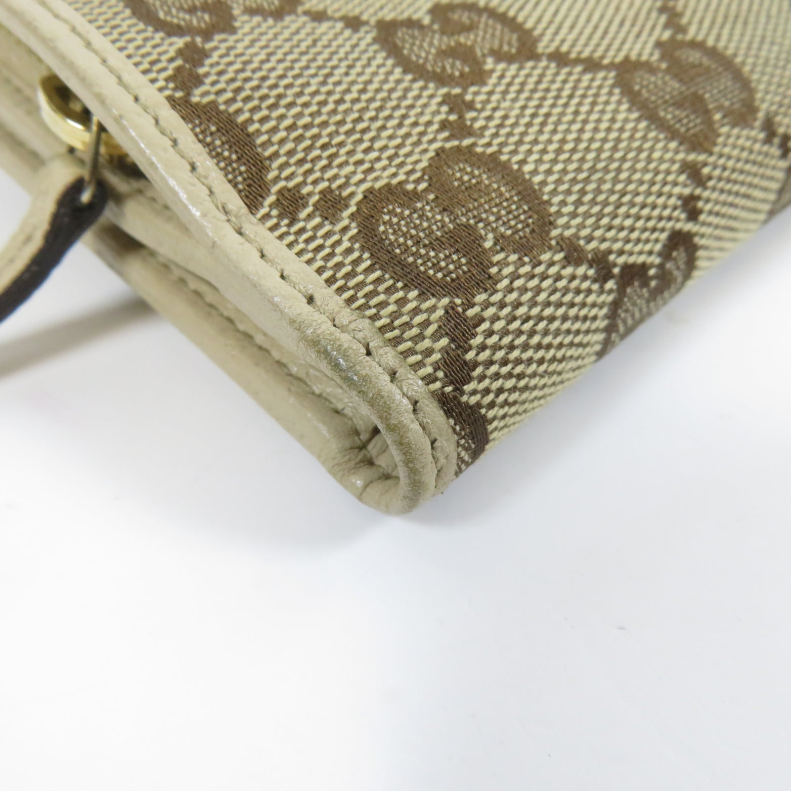 GUCCI 帆布Wallet金扣錢包米色