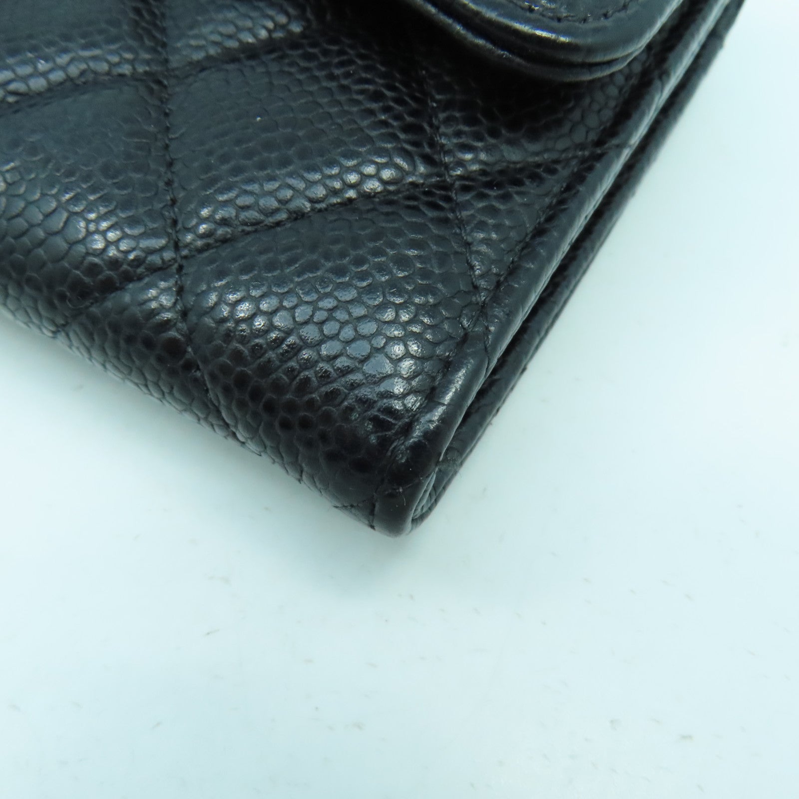 CHANEL 菱格Caviar皮革Long Wallet金扣長錢包黑色