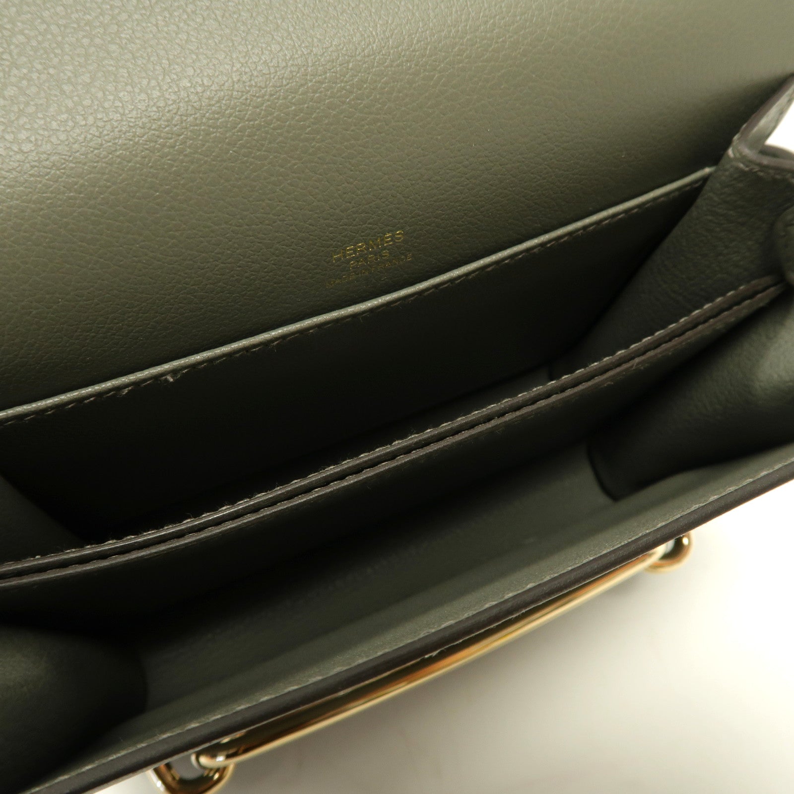 HERMES Evercolor皮革Mini Roulis金扣肩背袋灰色