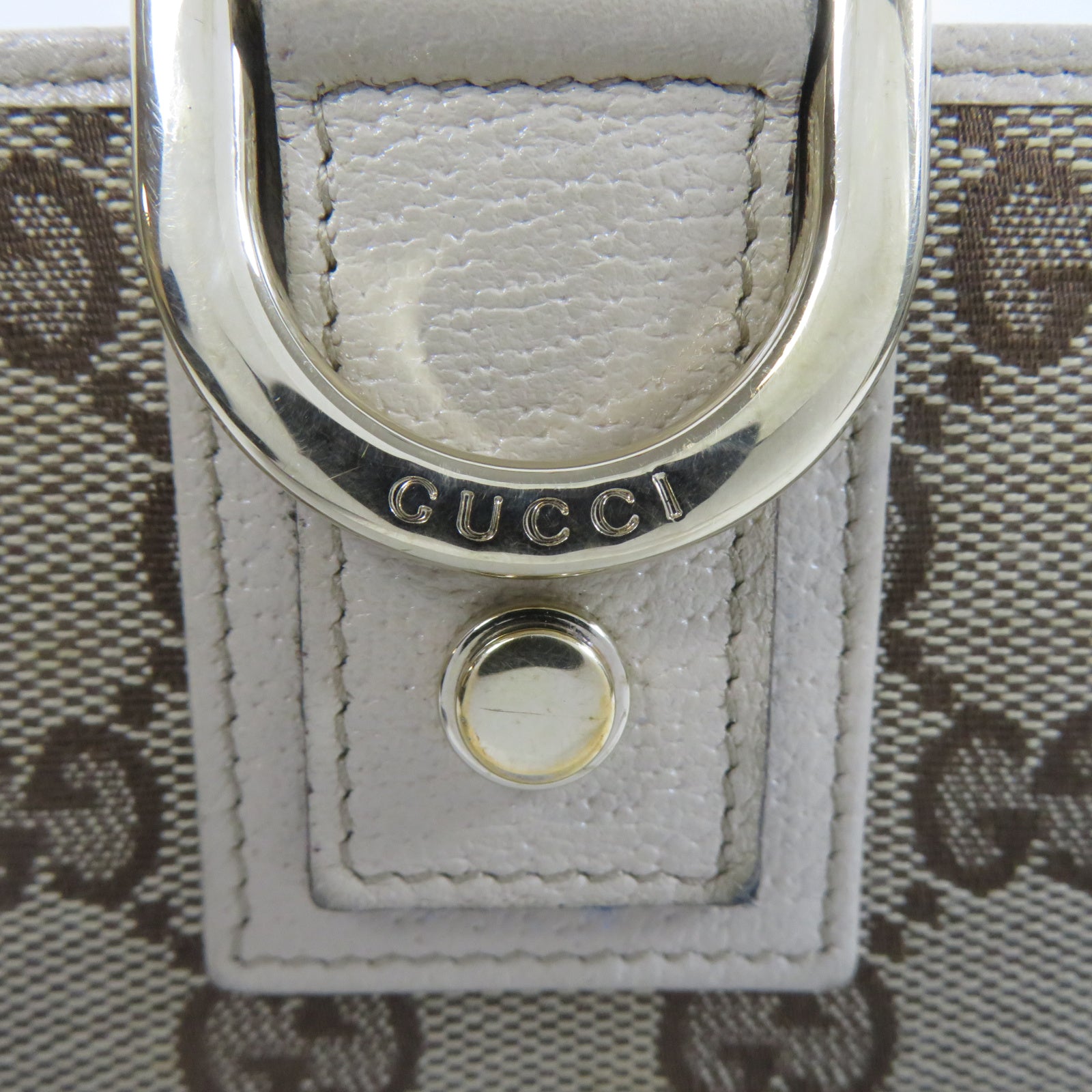 GUCCI 帆布Wallet金扣錢包米色