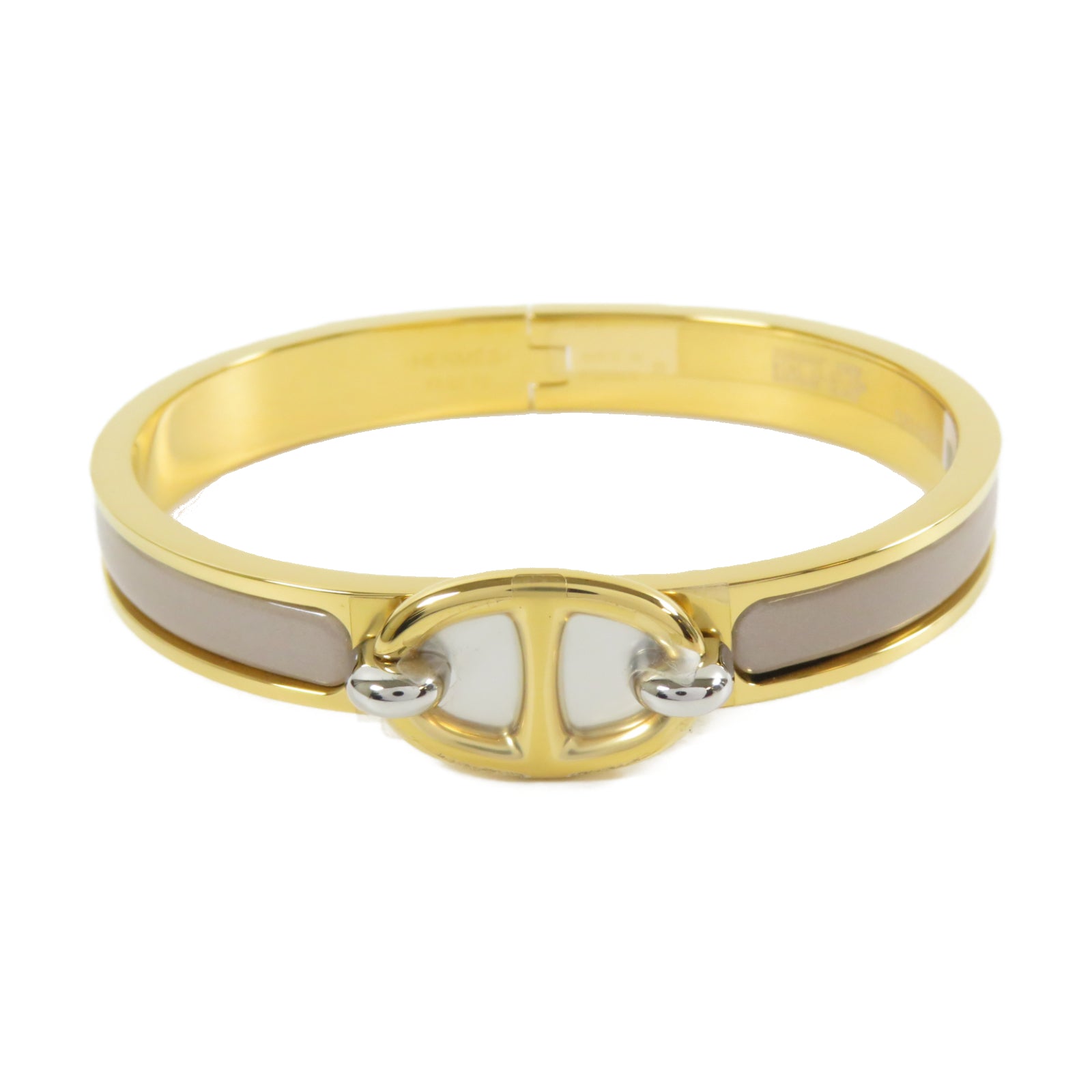 HERMES 金屬Mini Clic Chaine d'Ancre手鐲灰色/金色