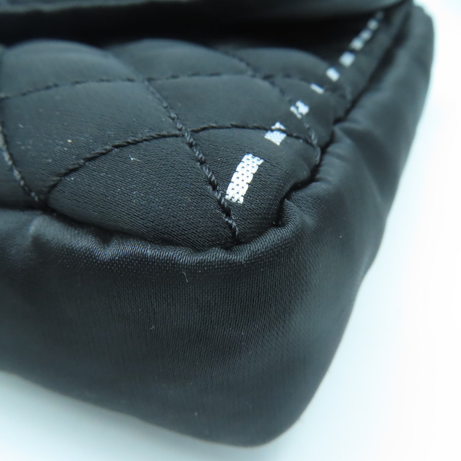 CHANEL Rhombus Nylon Chain Shoulder Silver Buckle Shoulder Bag Black
