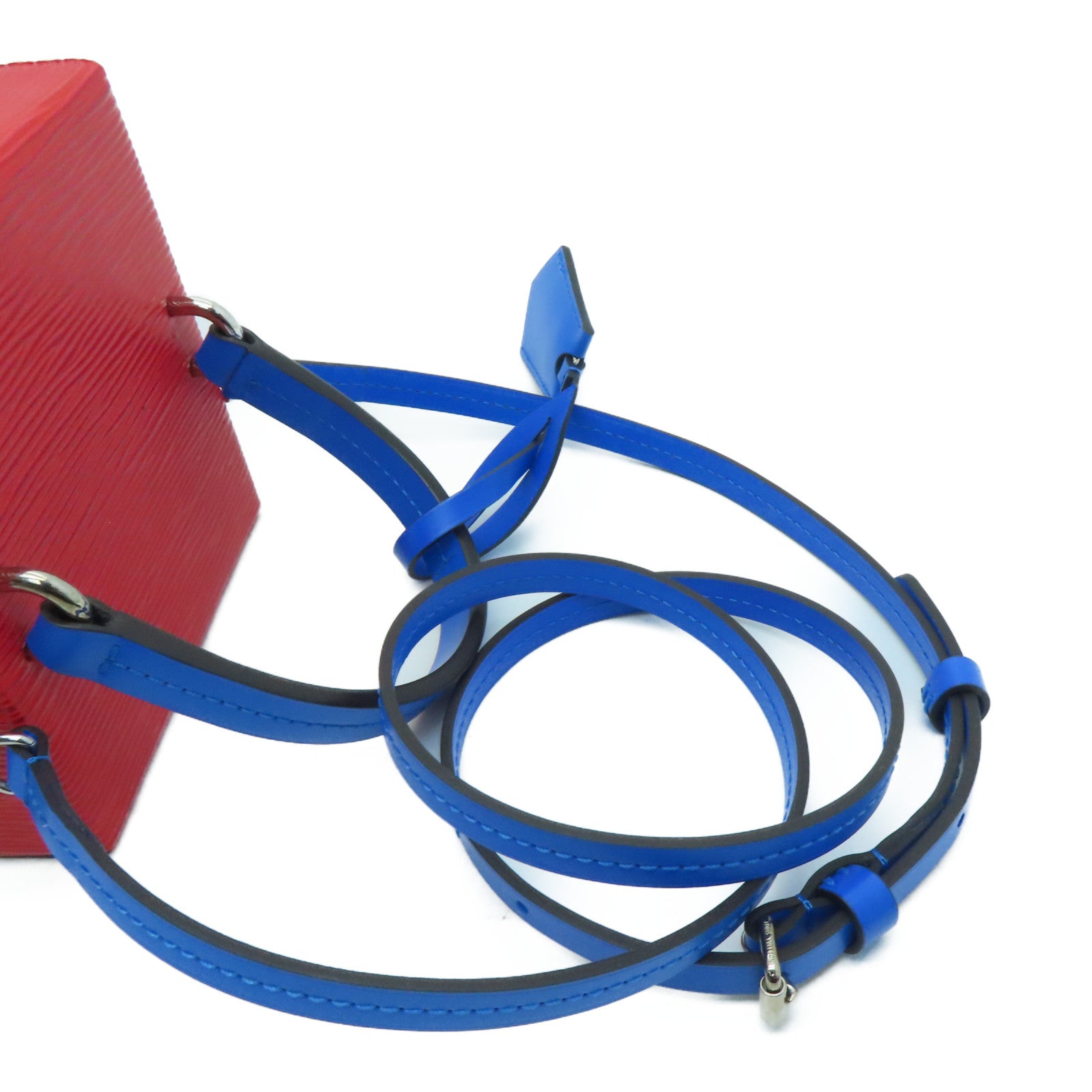 LOUIS VUITTON [Sharp Discount] Epi Bleecker Box Silver Buckle Chain Shoulder Bag Blue/Red