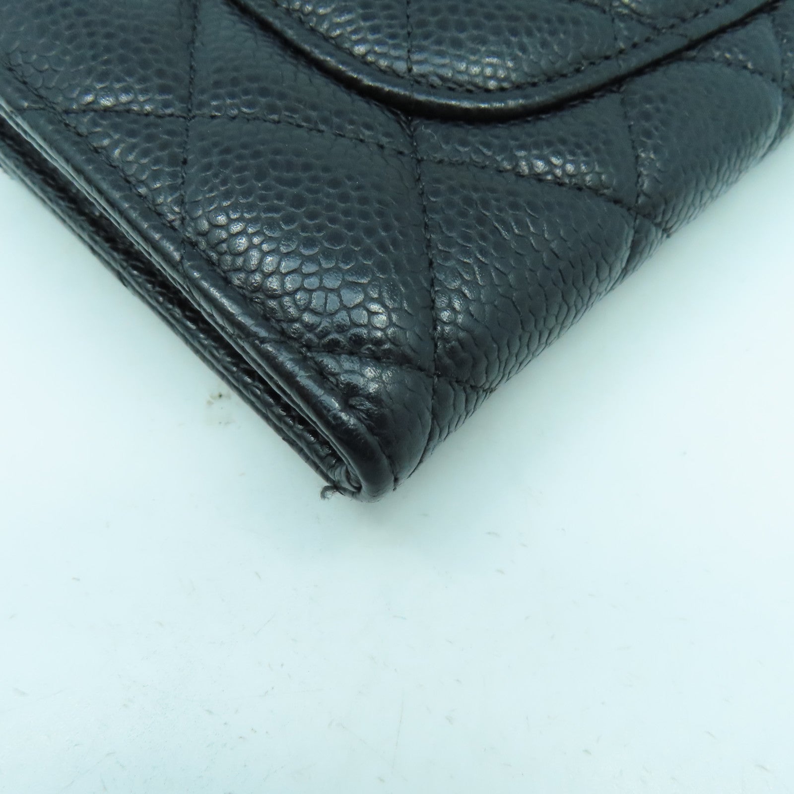 CHANEL 菱格Caviar皮革Long Wallet金扣長錢包黑色