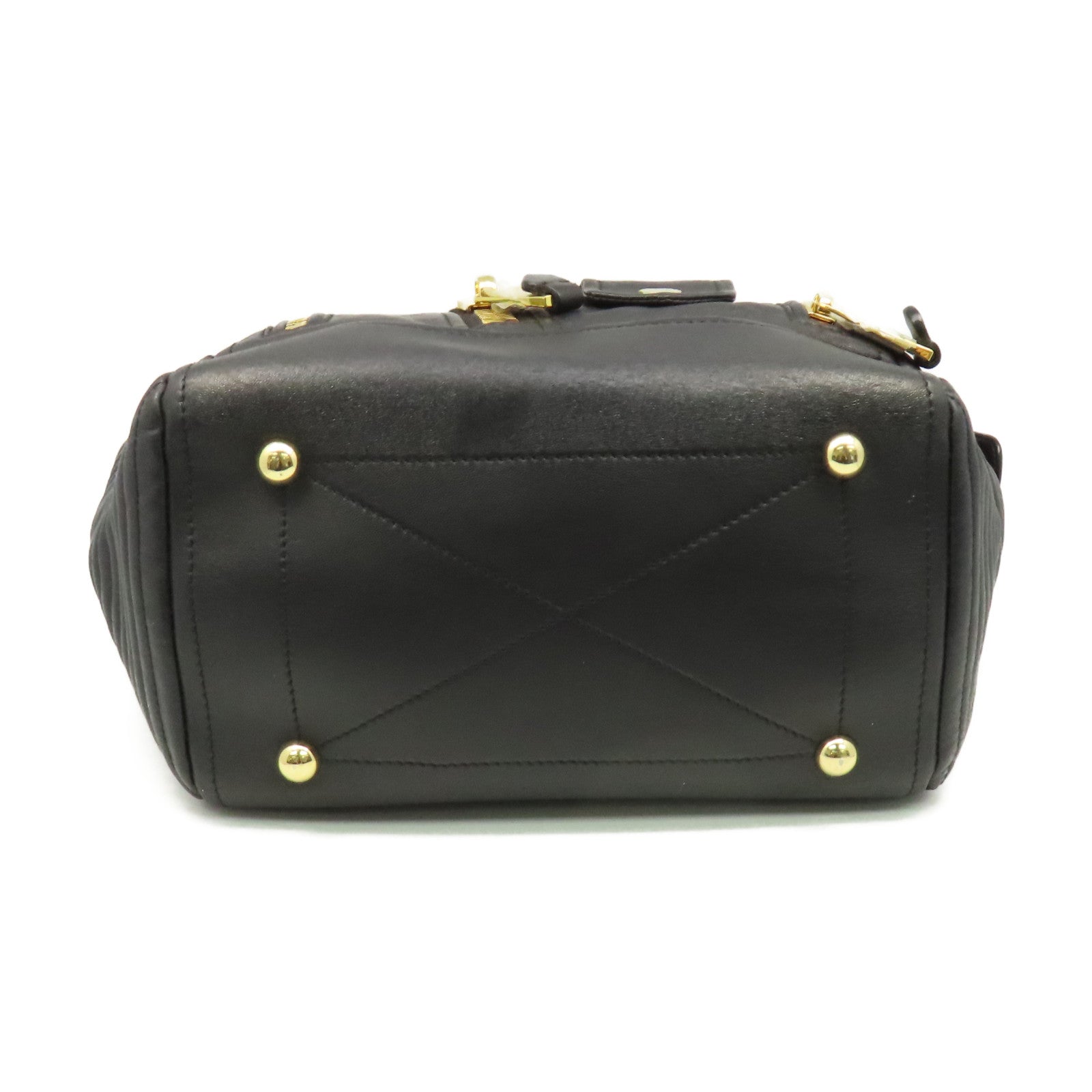 MOSCHINO 牛皮皮革2Way Shoulder Bag金扣手挽肩背兩用袋黑色